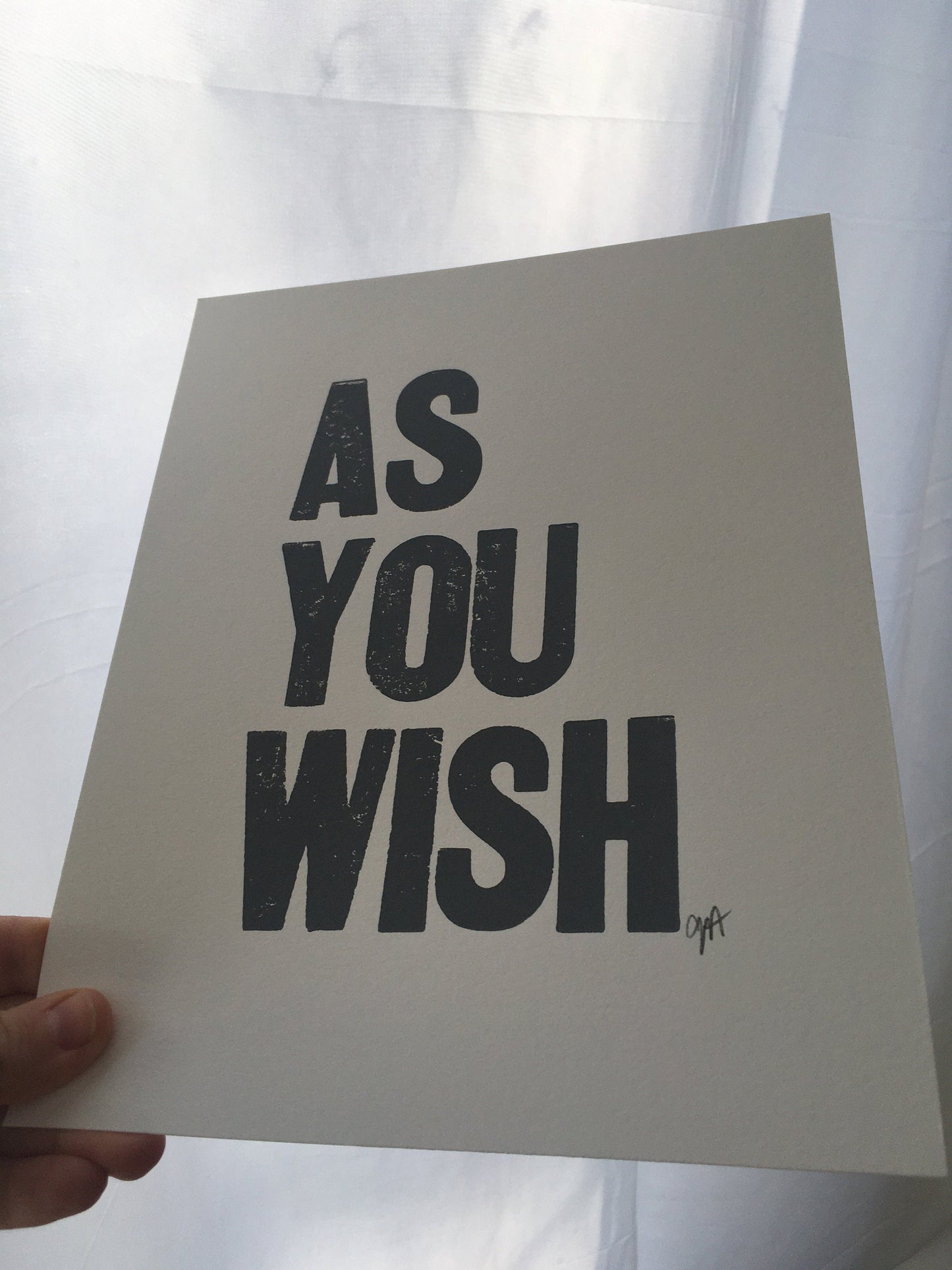As you wish  - Linocut print (8x10in)