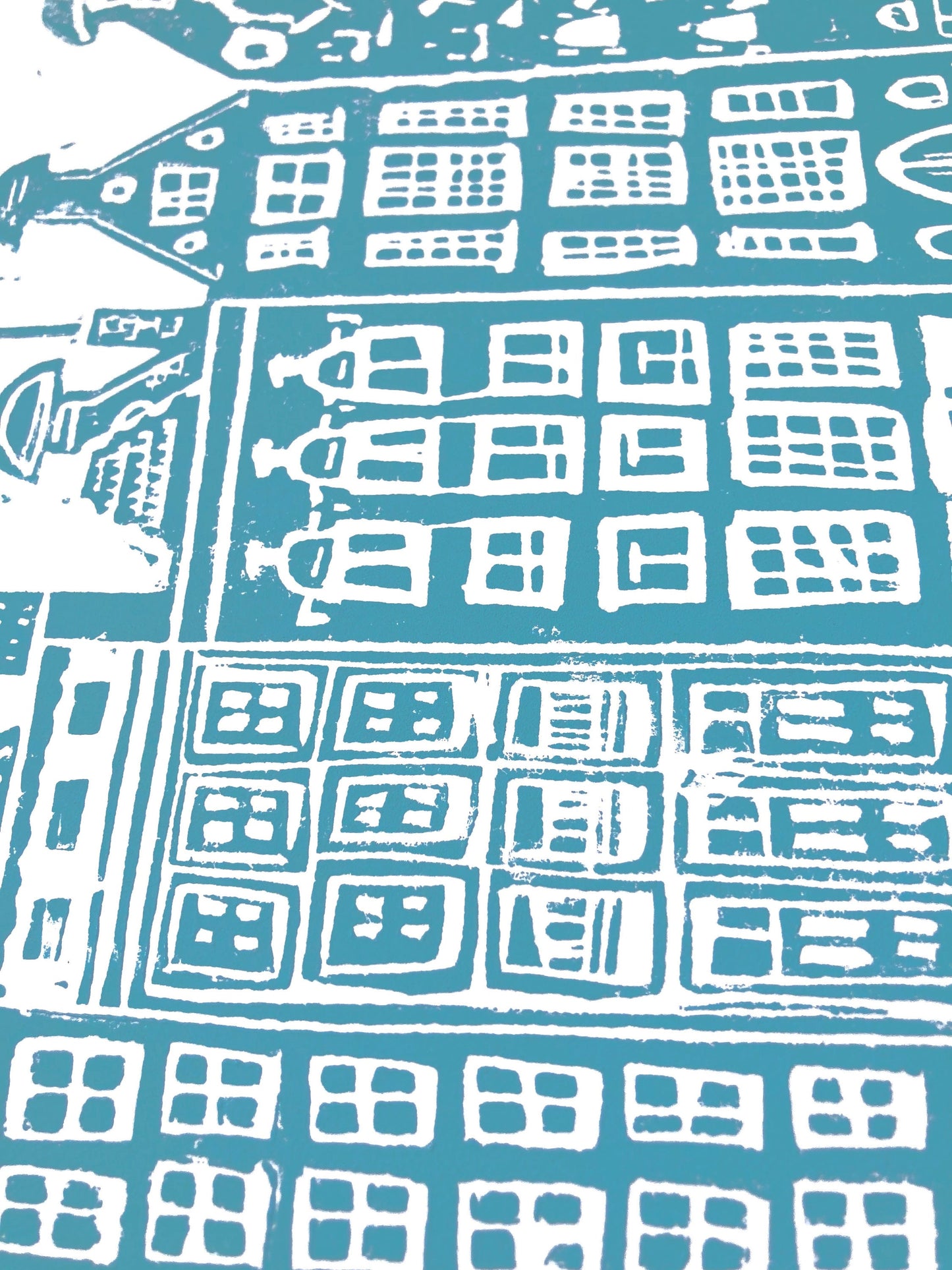 Amsterdam Canal Houses - Linocut print (8x10in)