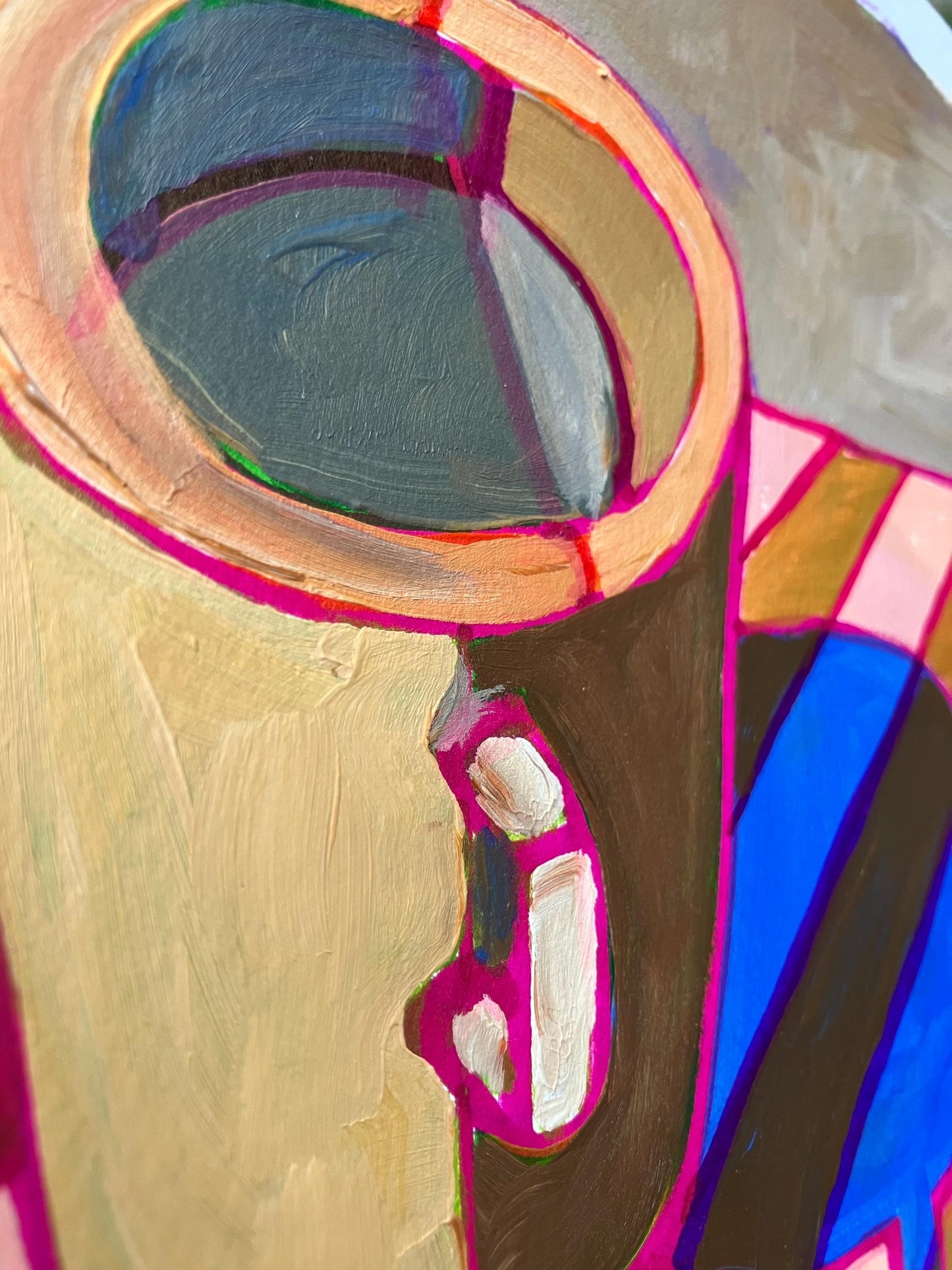 Coffee cup #2 - Original acrylic abstract painting of a coffee cup (8x10in)