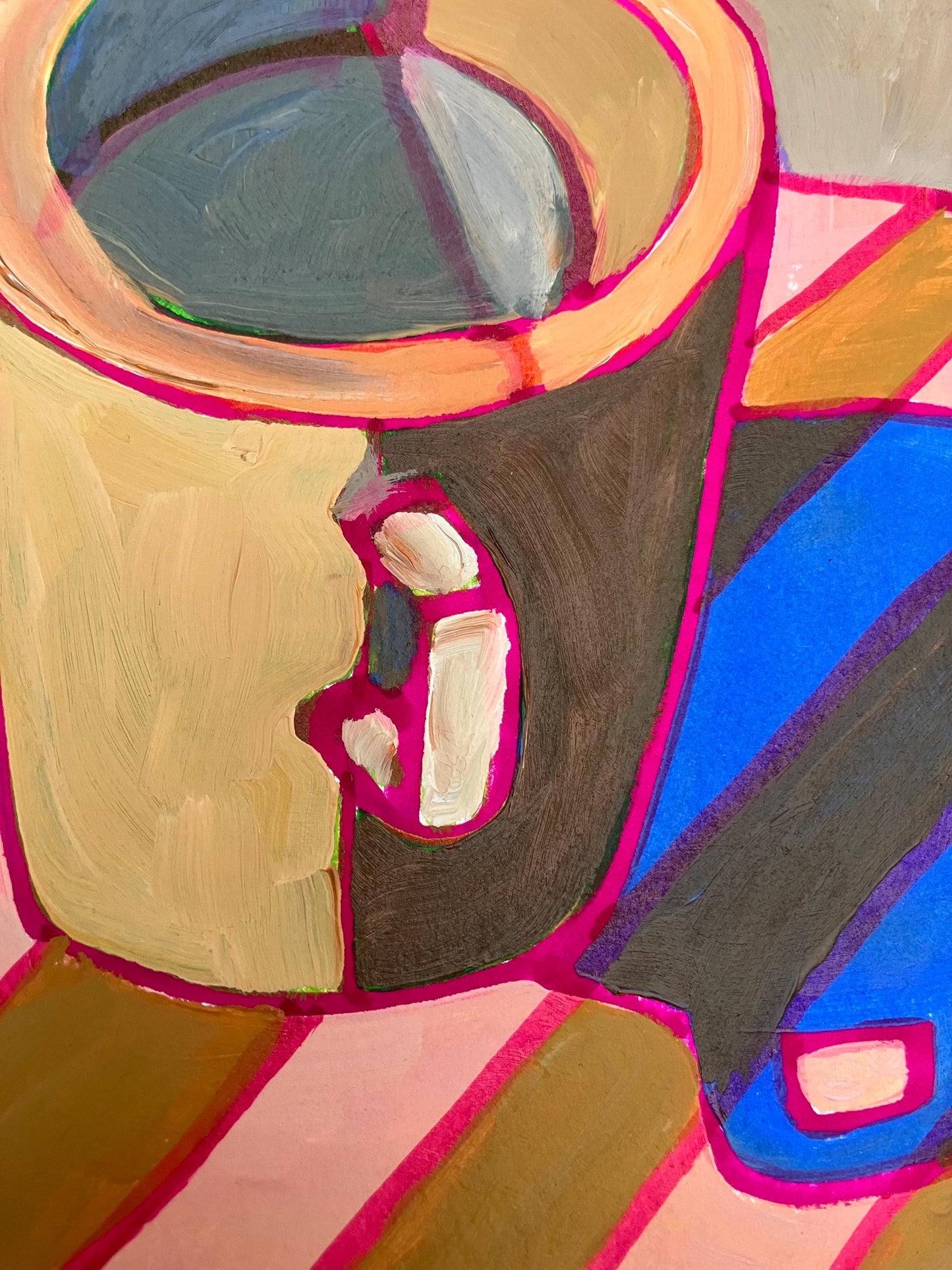 Coffee cup #2 - Original acrylic abstract painting of a coffee cup (8x10in)