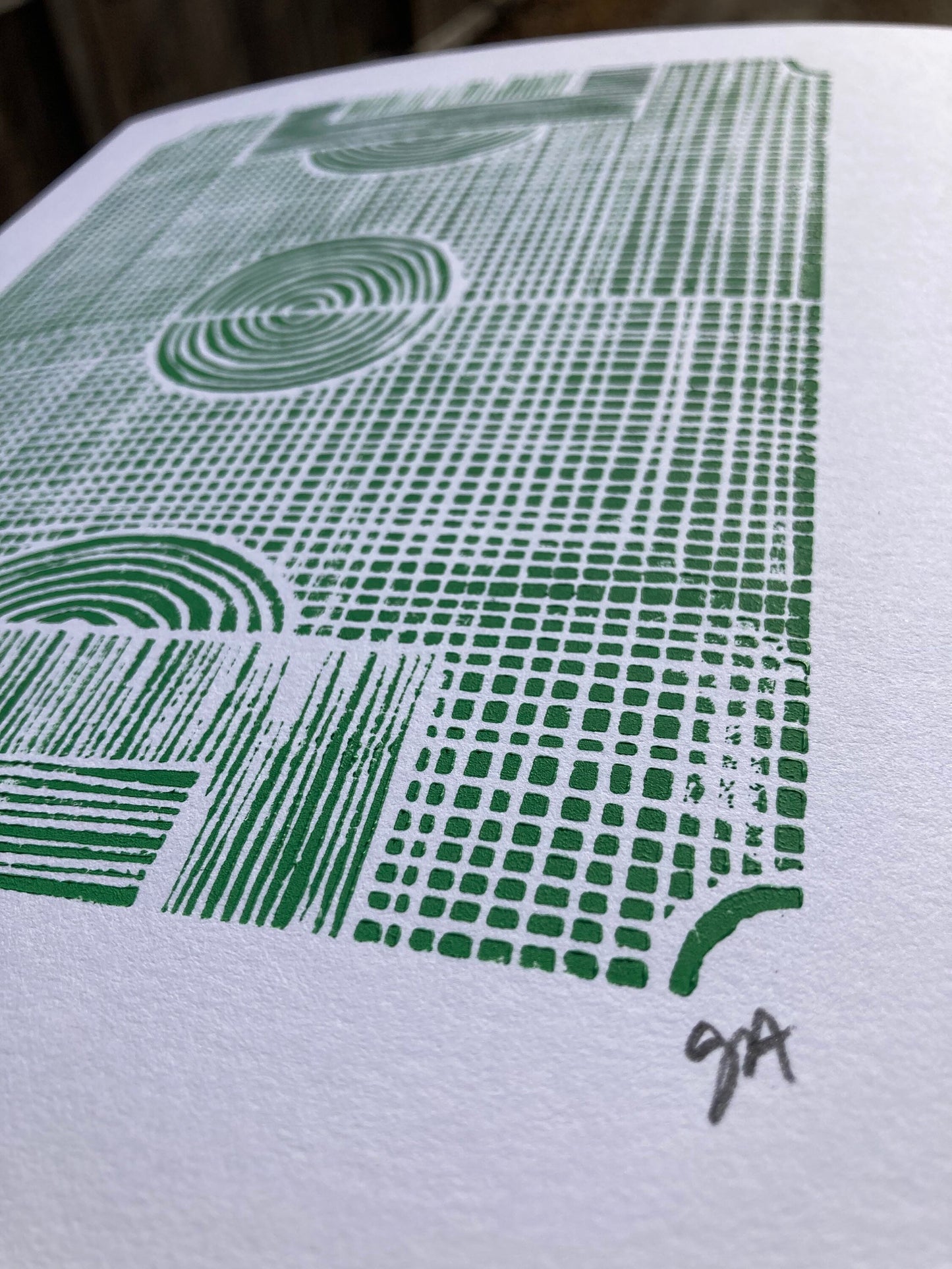 Soccer field - Linocut print (8x10in)