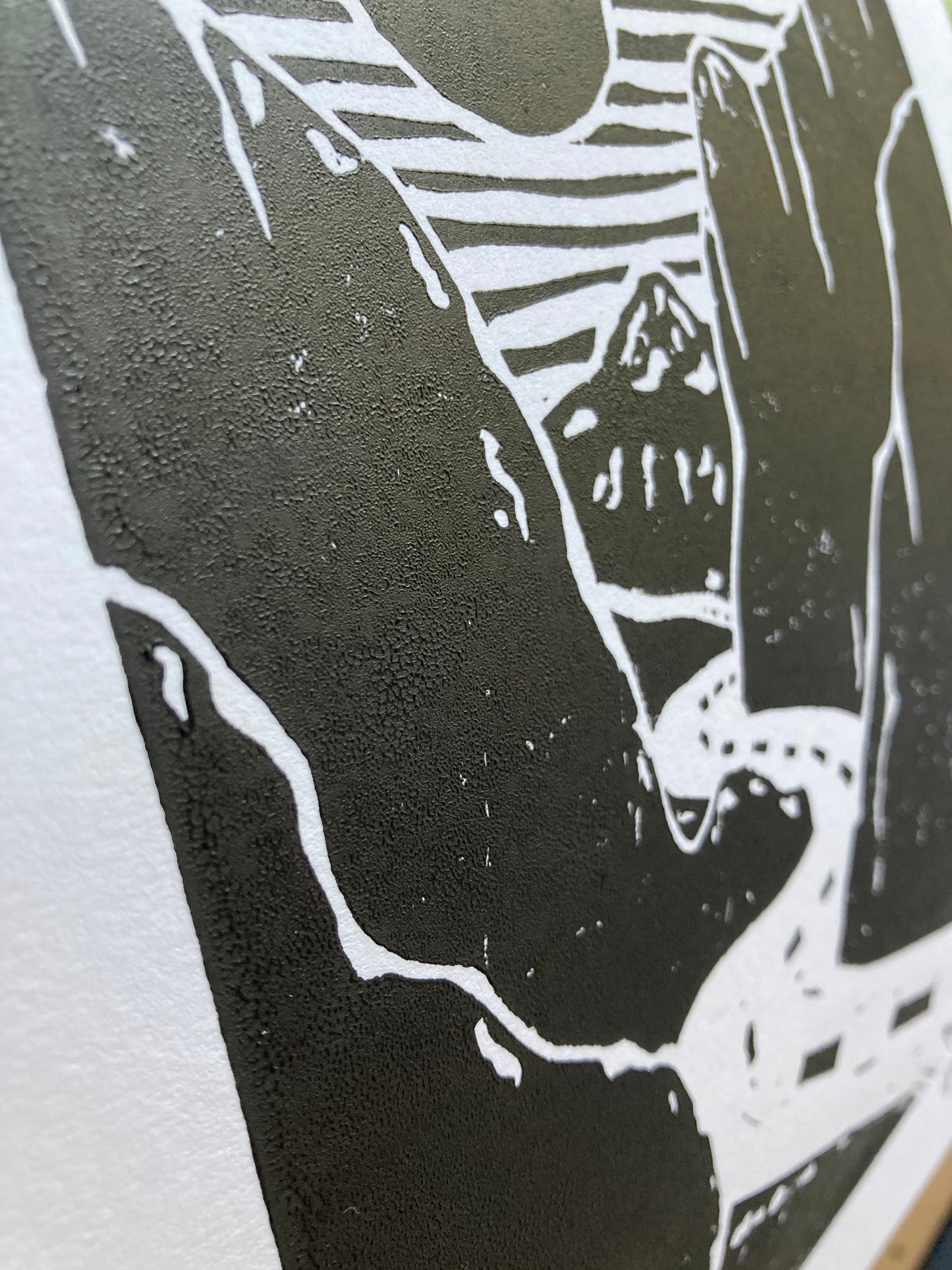 LINOCUT - Road trip through the mountains - Hand-pressed linoleum block print (8x10in)
