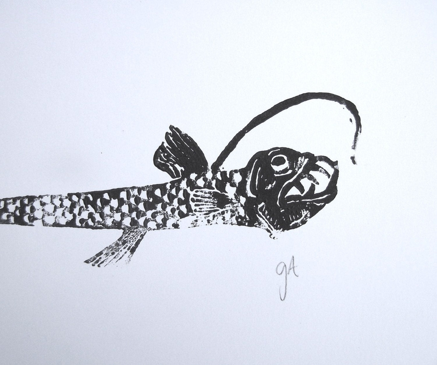 Viperfish - Linocut print (8x10in)