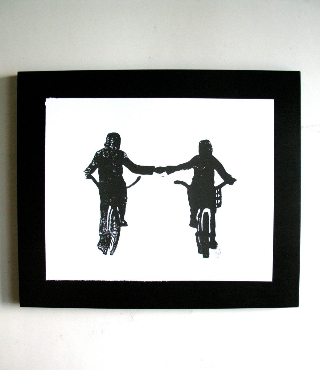 Holding Hands - Linocut print (8x10in)