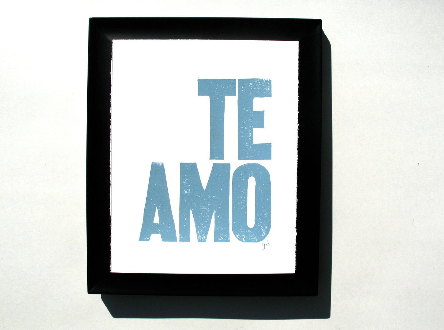 LINOCUT - Te amo - Hand-pressed linoleum block print (8x10in)