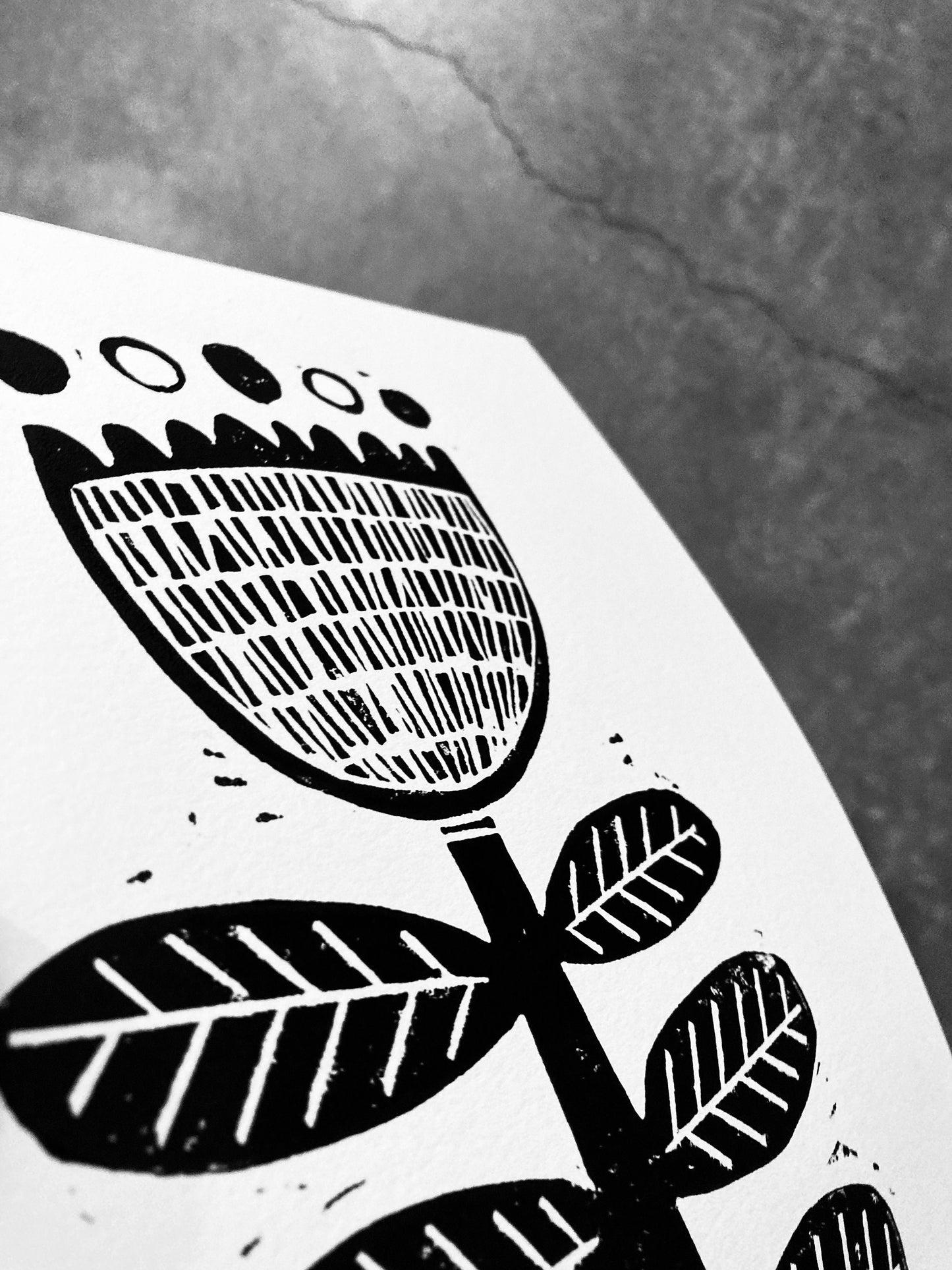 Scandinavian flower - Linocut print (8x10in)