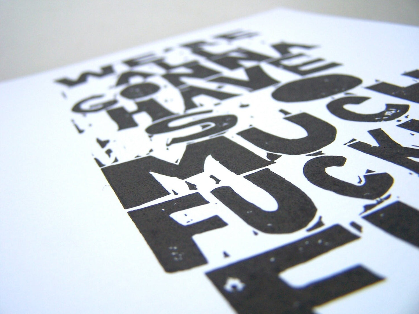 We're all gonna have so much fucking fun - Linocut print (8x10in)