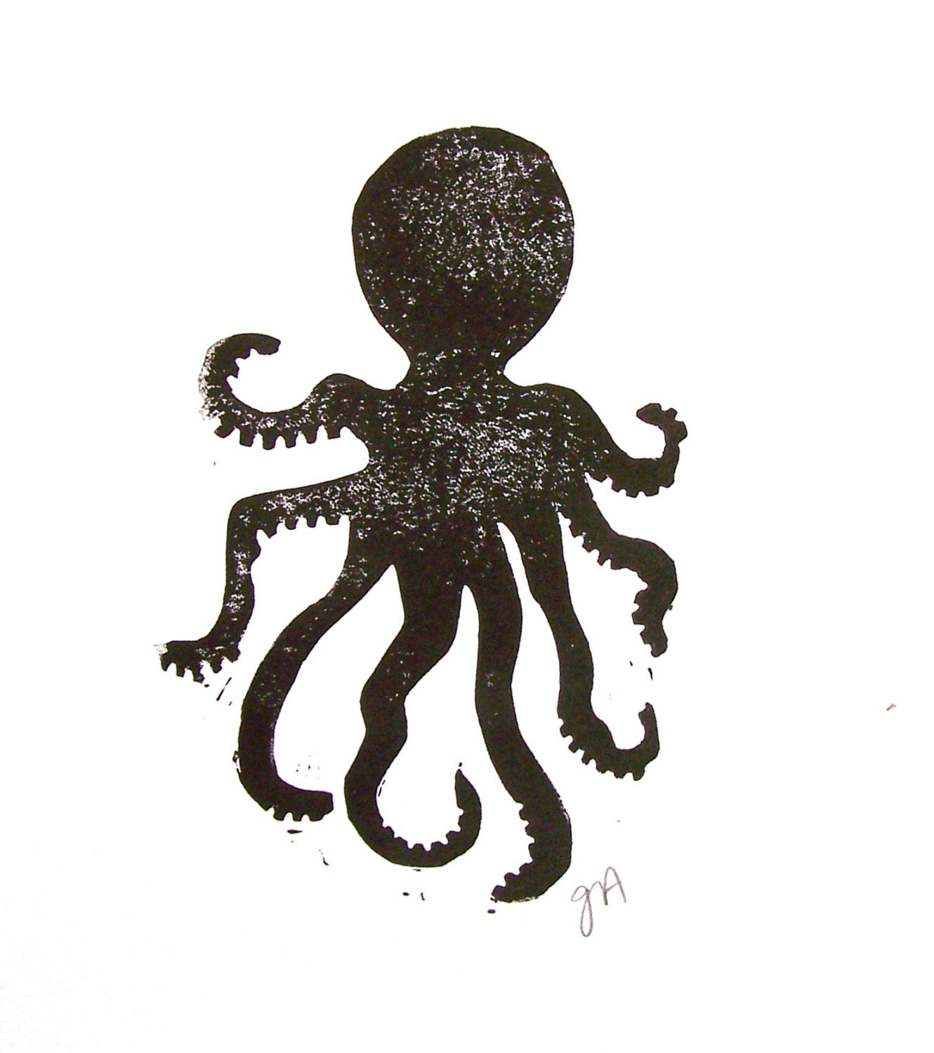 Minimal octopus block print