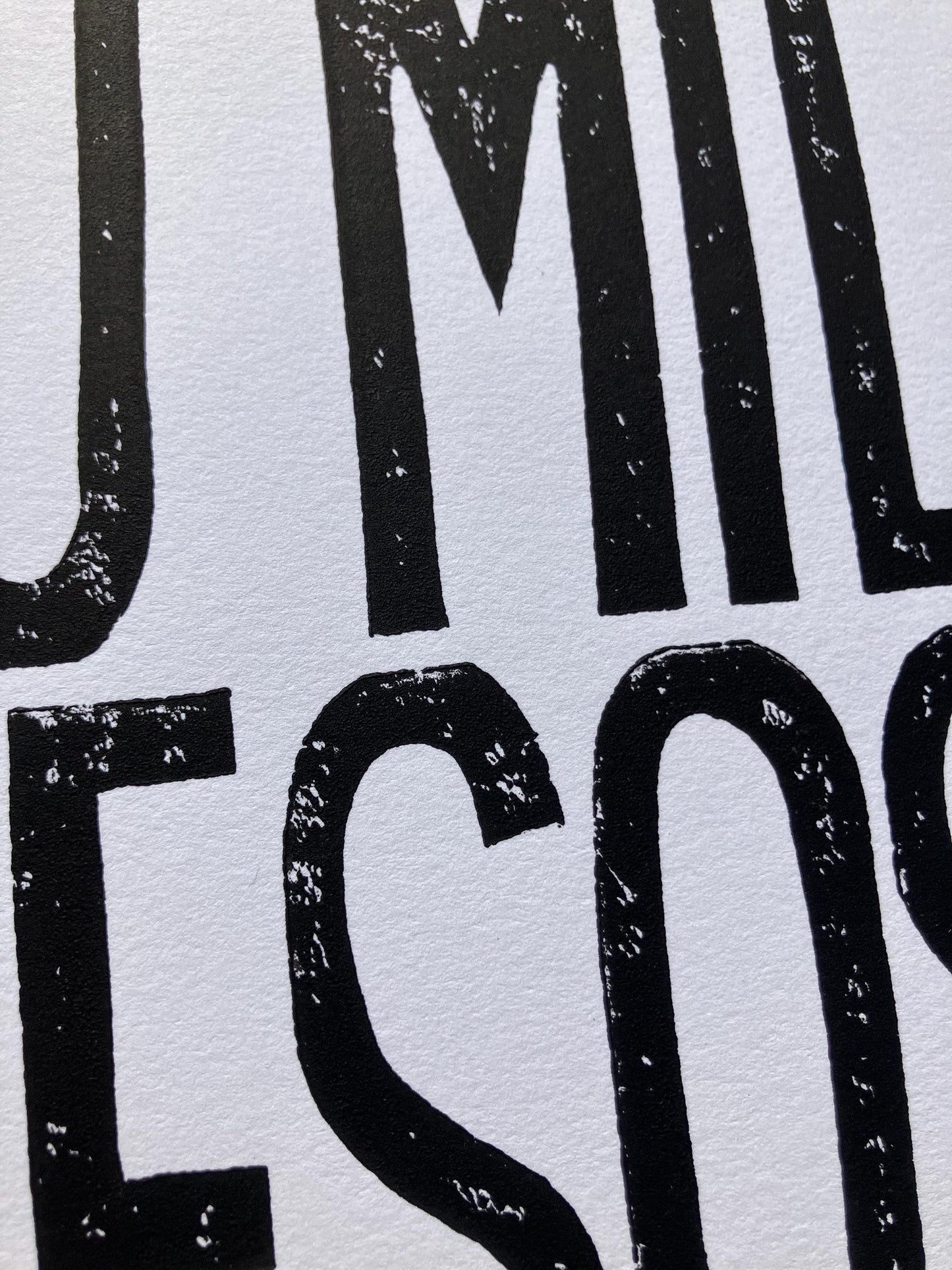 LINOCUT - 10 mil besos - Ten thousand kisses (In Spanish) - Linoleum block print (8x10in)