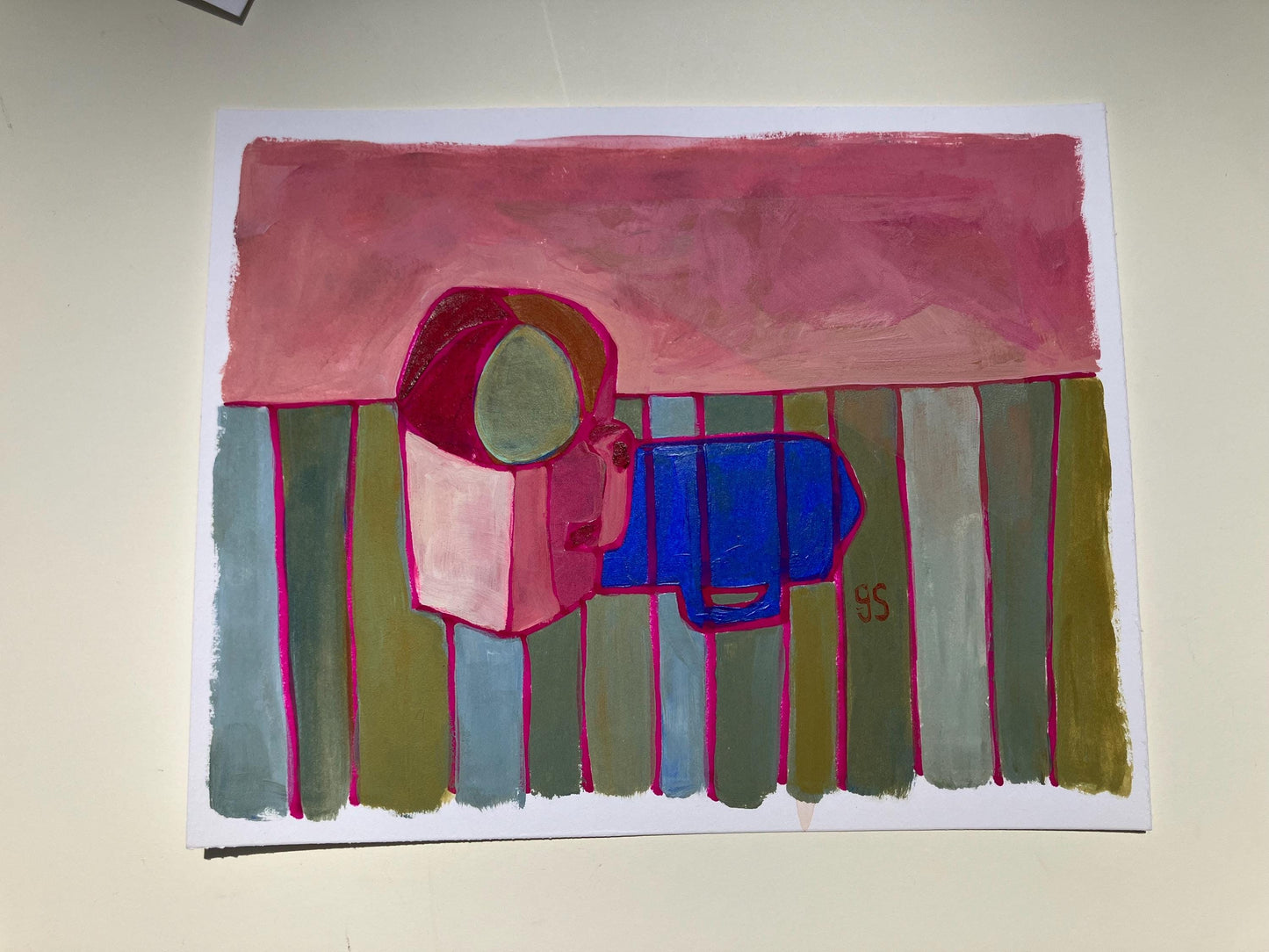 Abstract coffee mug acrylic painting (8x10in)