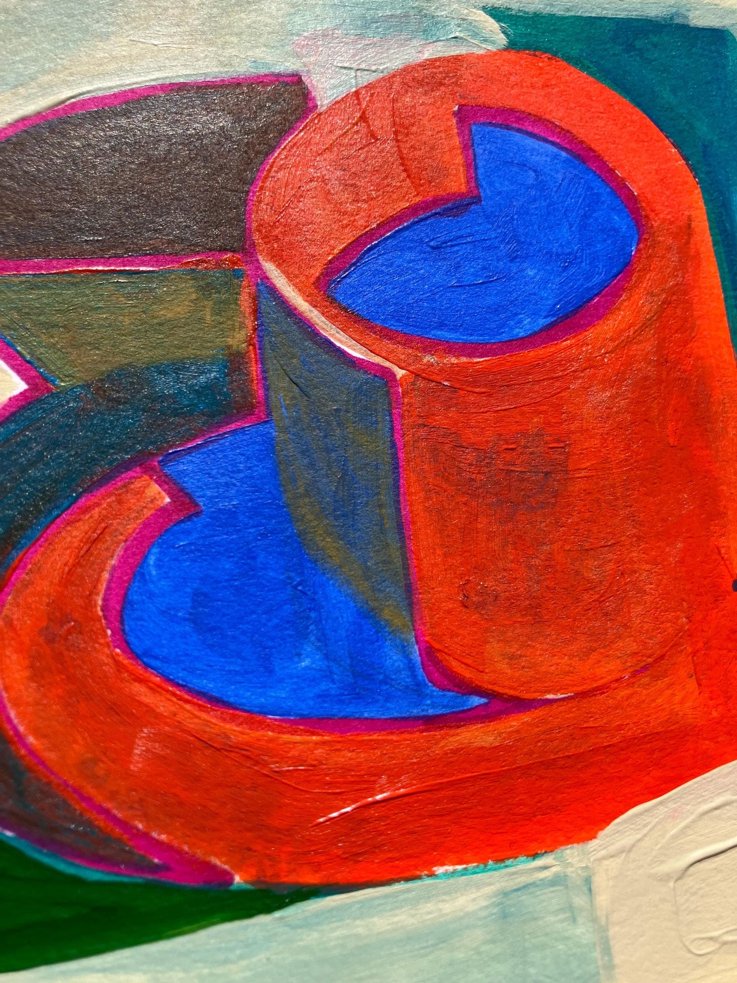 Coffee mug painting #7 - Original acrylic (8x8in)