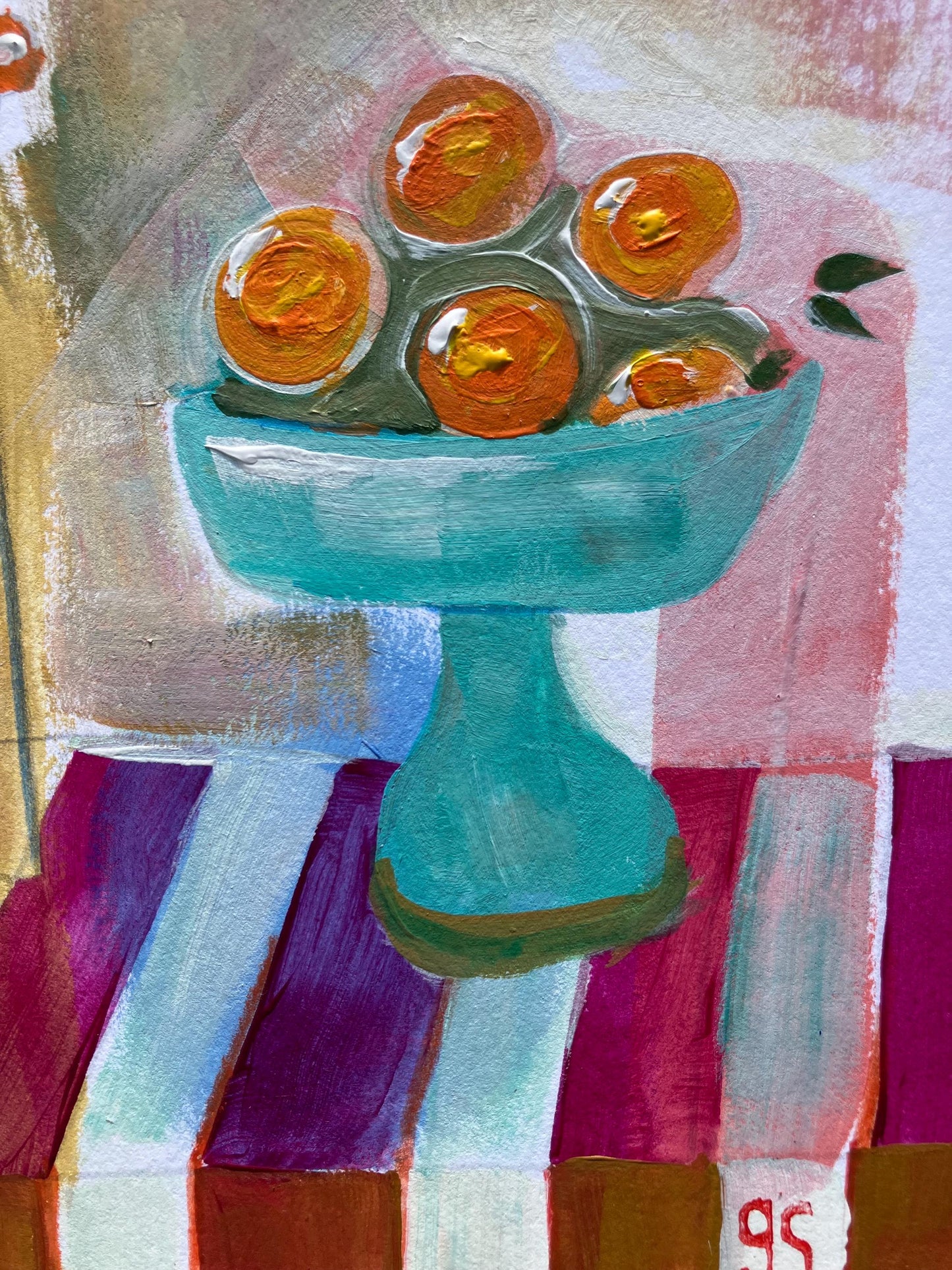 Still life - Bowl of oranges and flowers (8x10in)