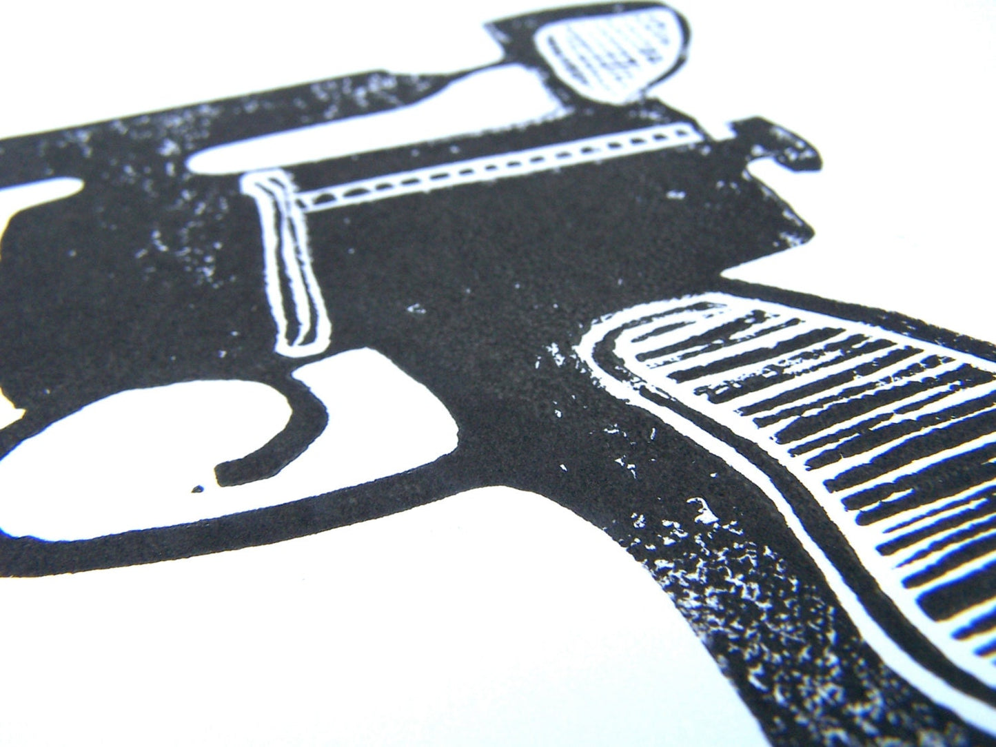 LINOCUT - Minimal Ray Gun - Hand-pressed linoleum block print (8x10in)
