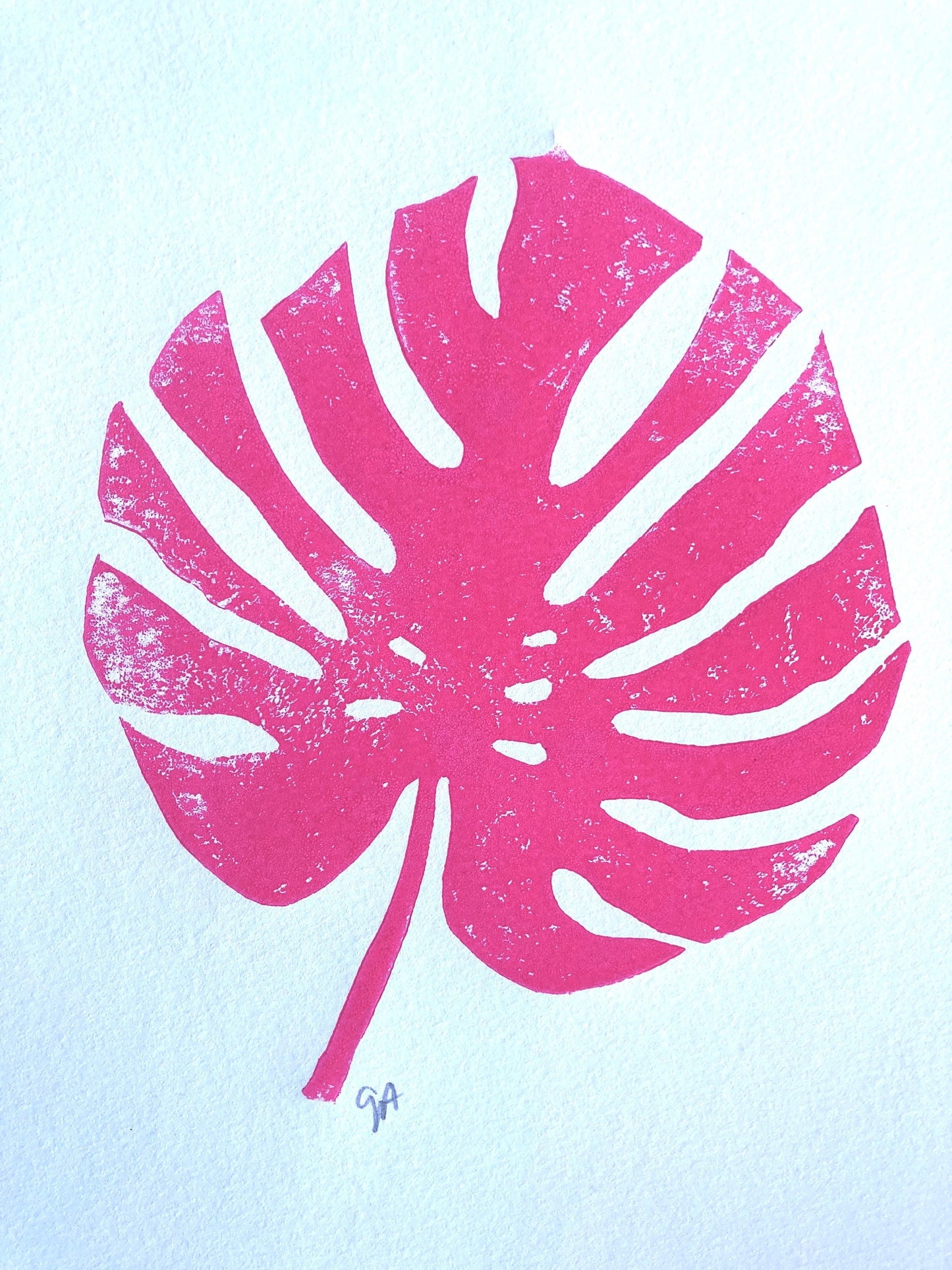 Monstera Leaf  - Linocut print (8x10in)