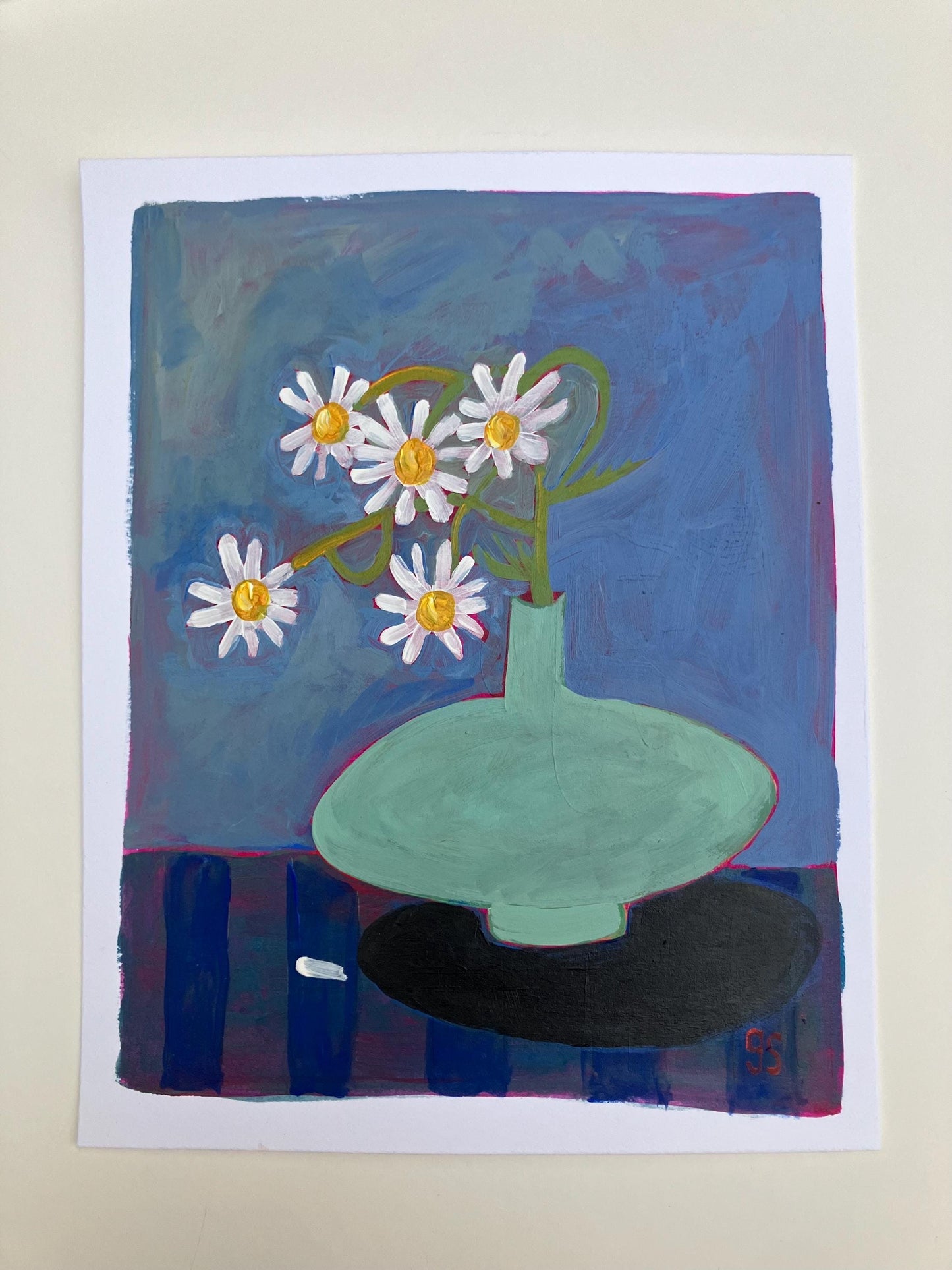 Daisy bouquet - Original acrylic abstract painting (8x10in)