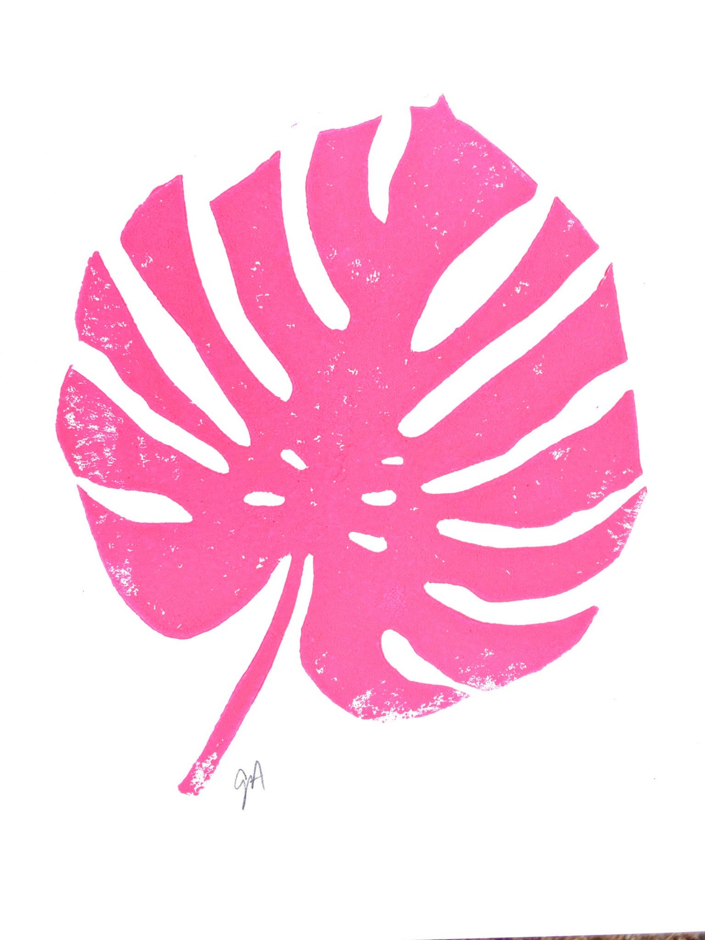 Monstera Leaf  - Linocut print (8x10in)
