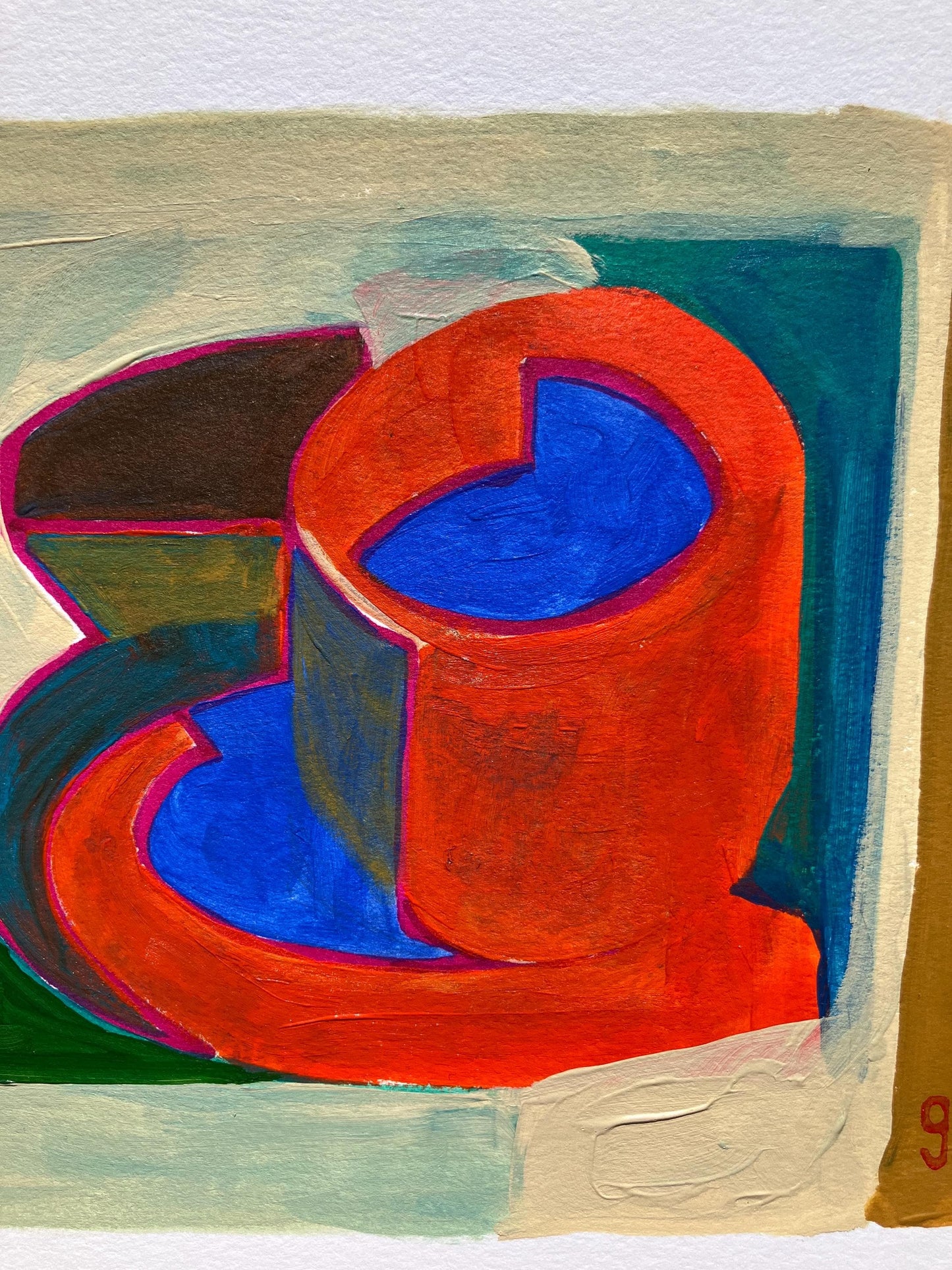 Coffee mug painting #7 - Original acrylic (8x8in)