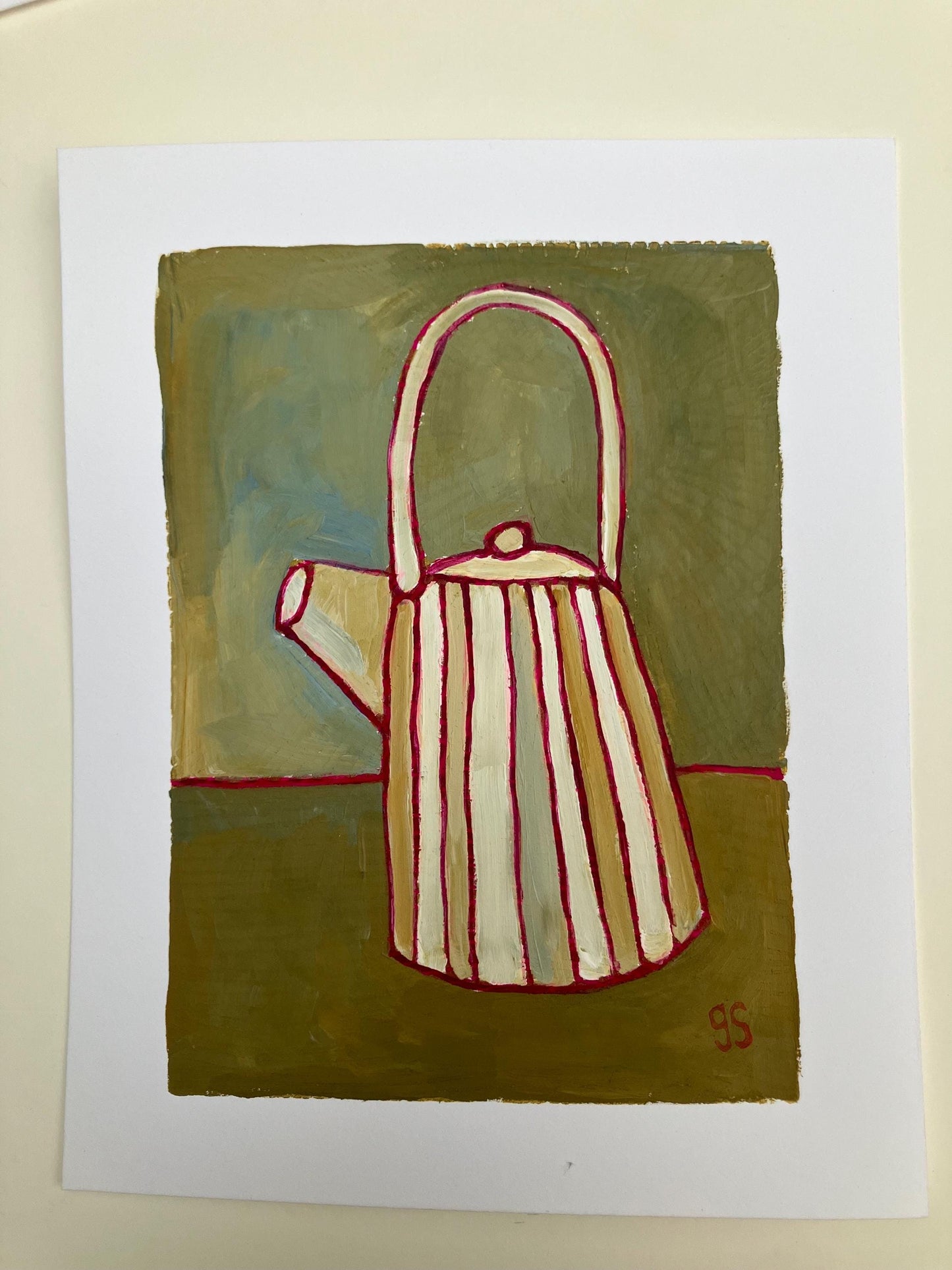 Tea pot - Original acrylic abstract painting (8x10in)