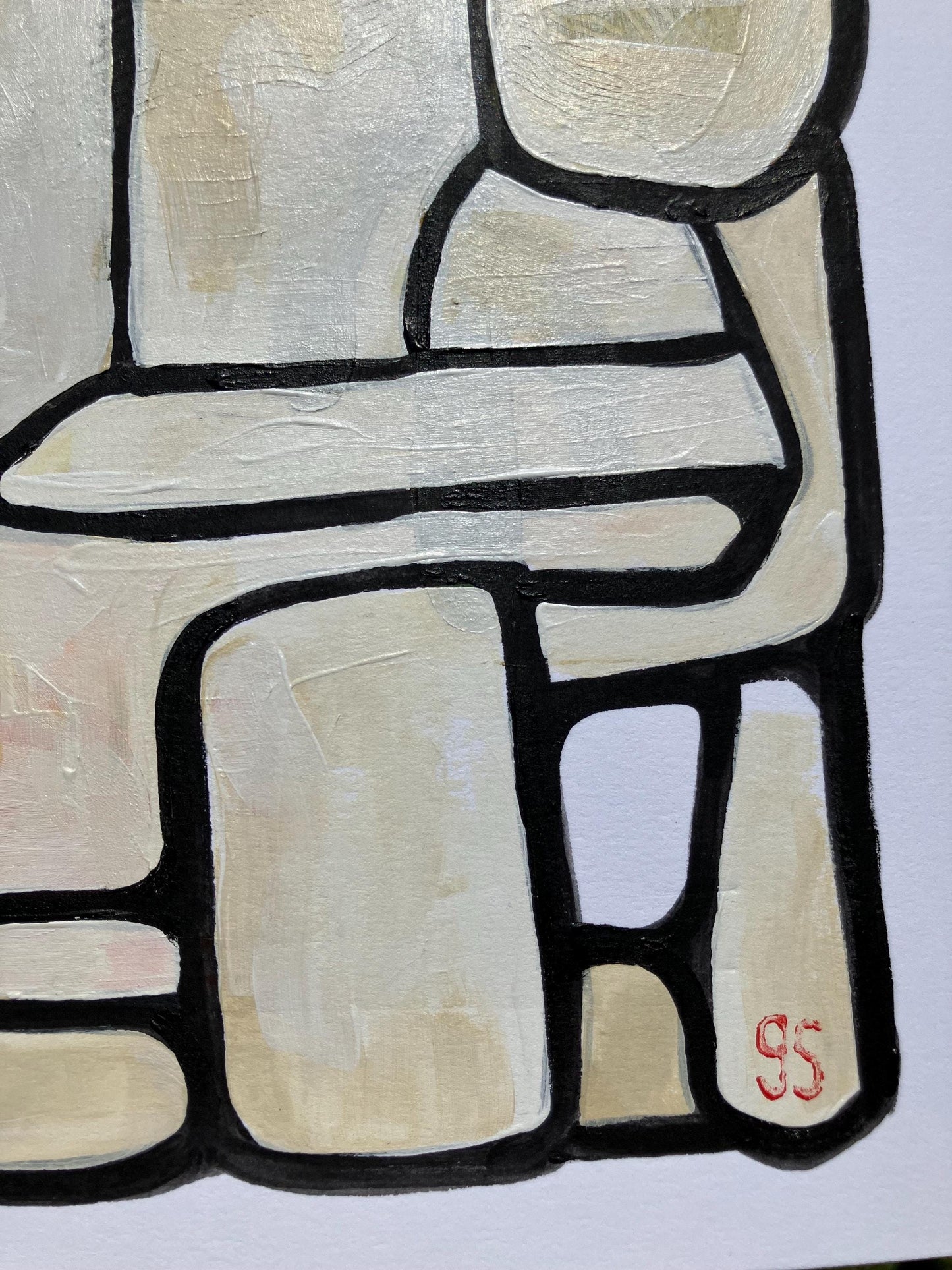 Mid century minimal abstract painting #5 (8x10in)