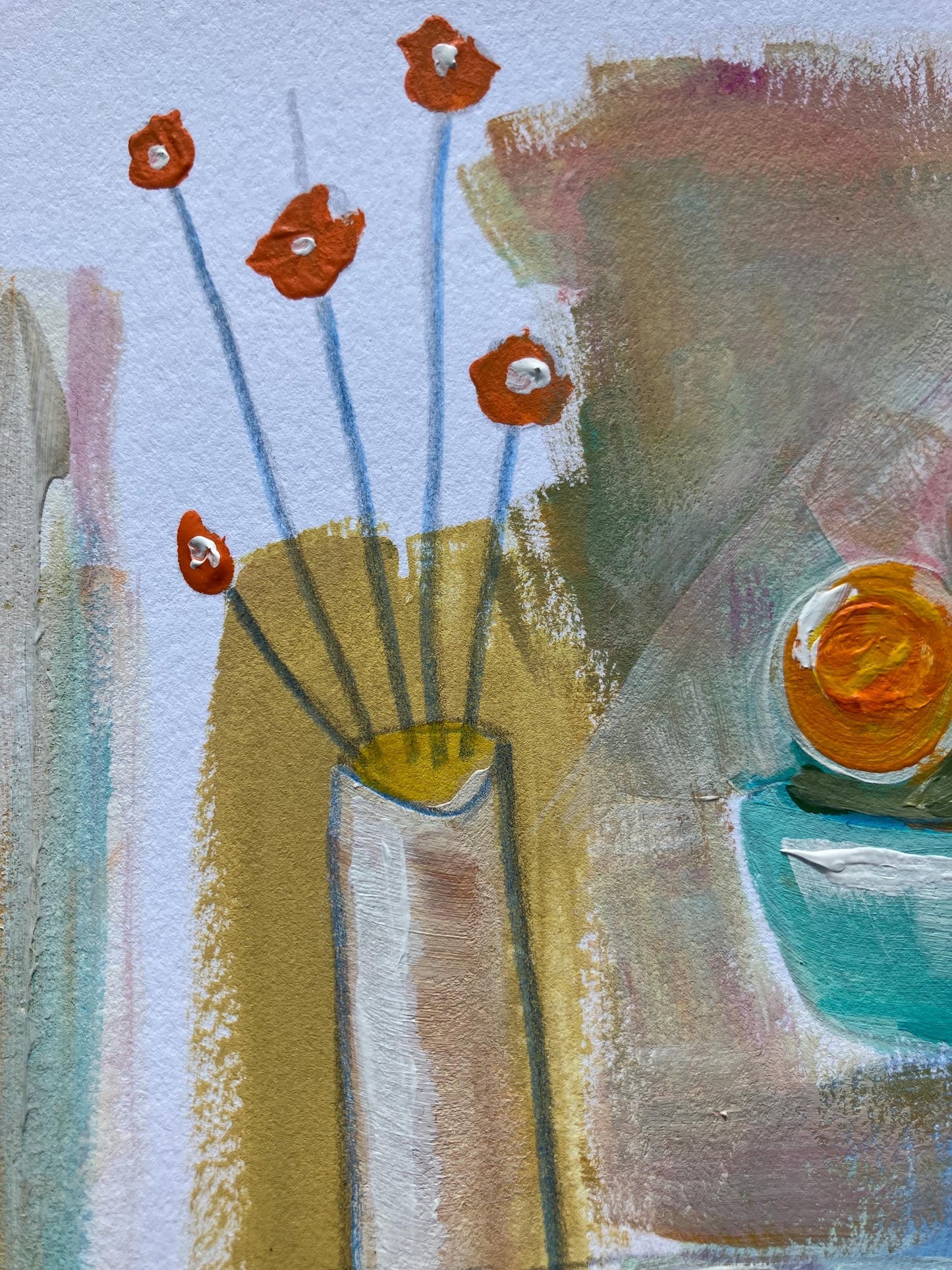 Still life - Bowl of oranges and flowers (8x10in)