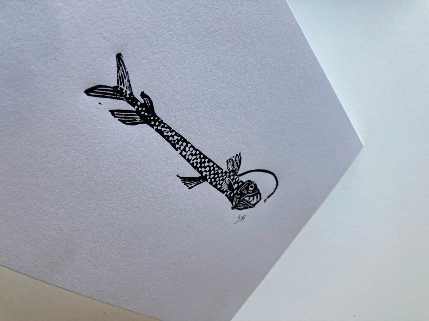 Viperfish - Linocut print (8x10in)