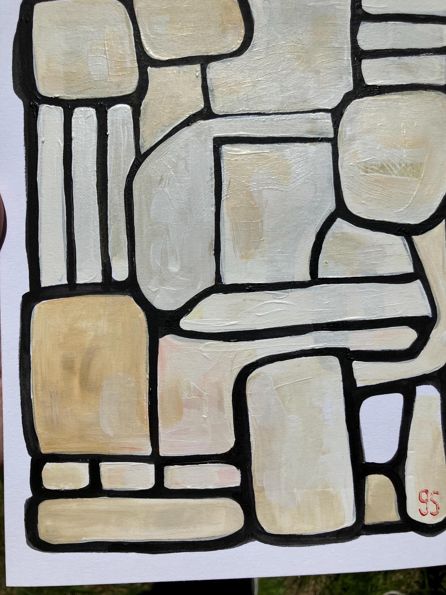 Mid century minimal abstract painting #5 (8x10in)
