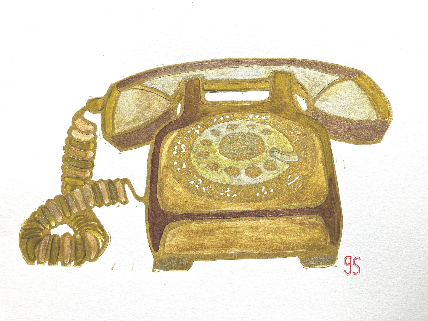 Vintage rotary telephone art - Original acrylic painting (8x10in)