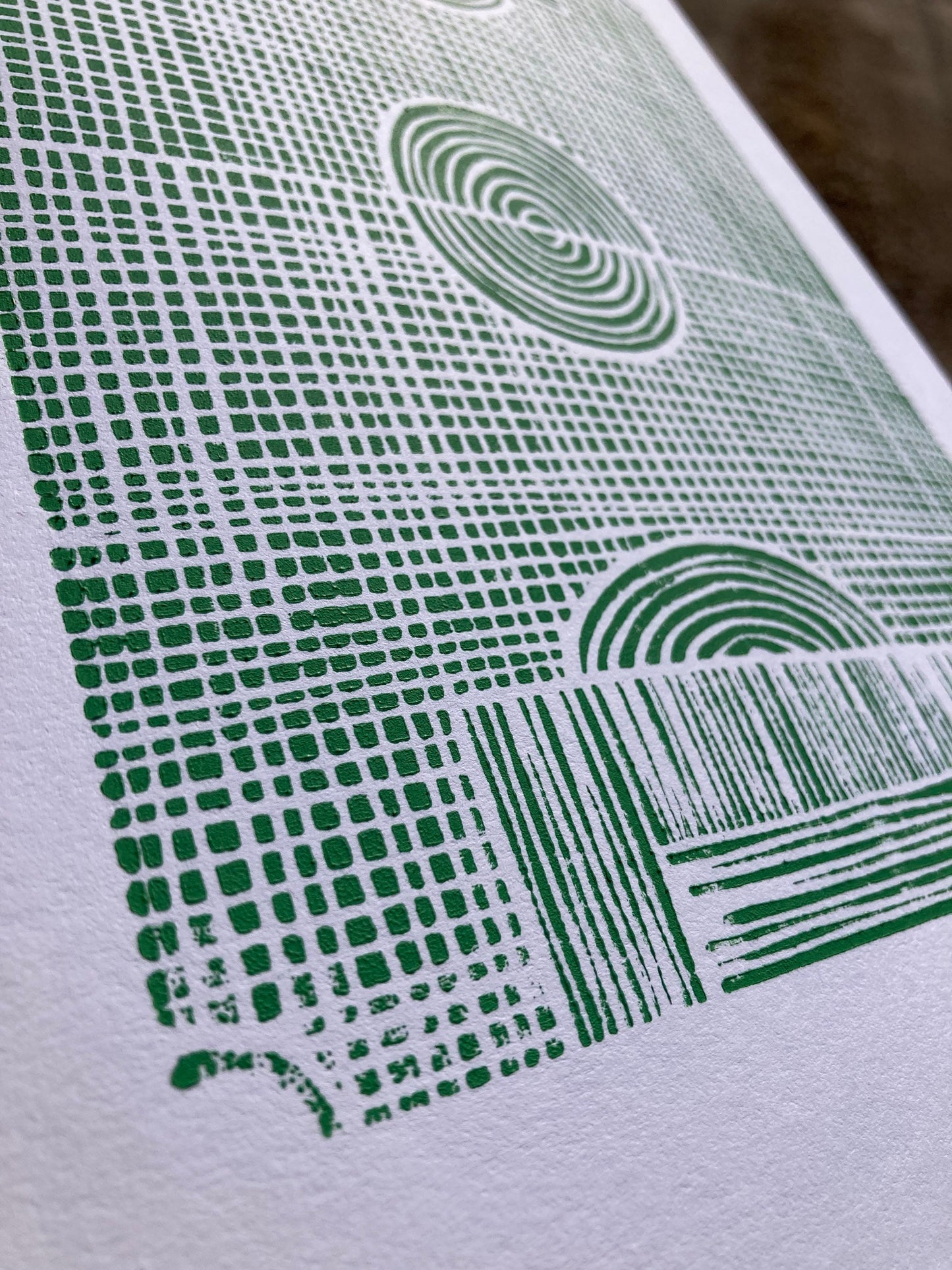 Soccer field - Linocut print (8x10in)