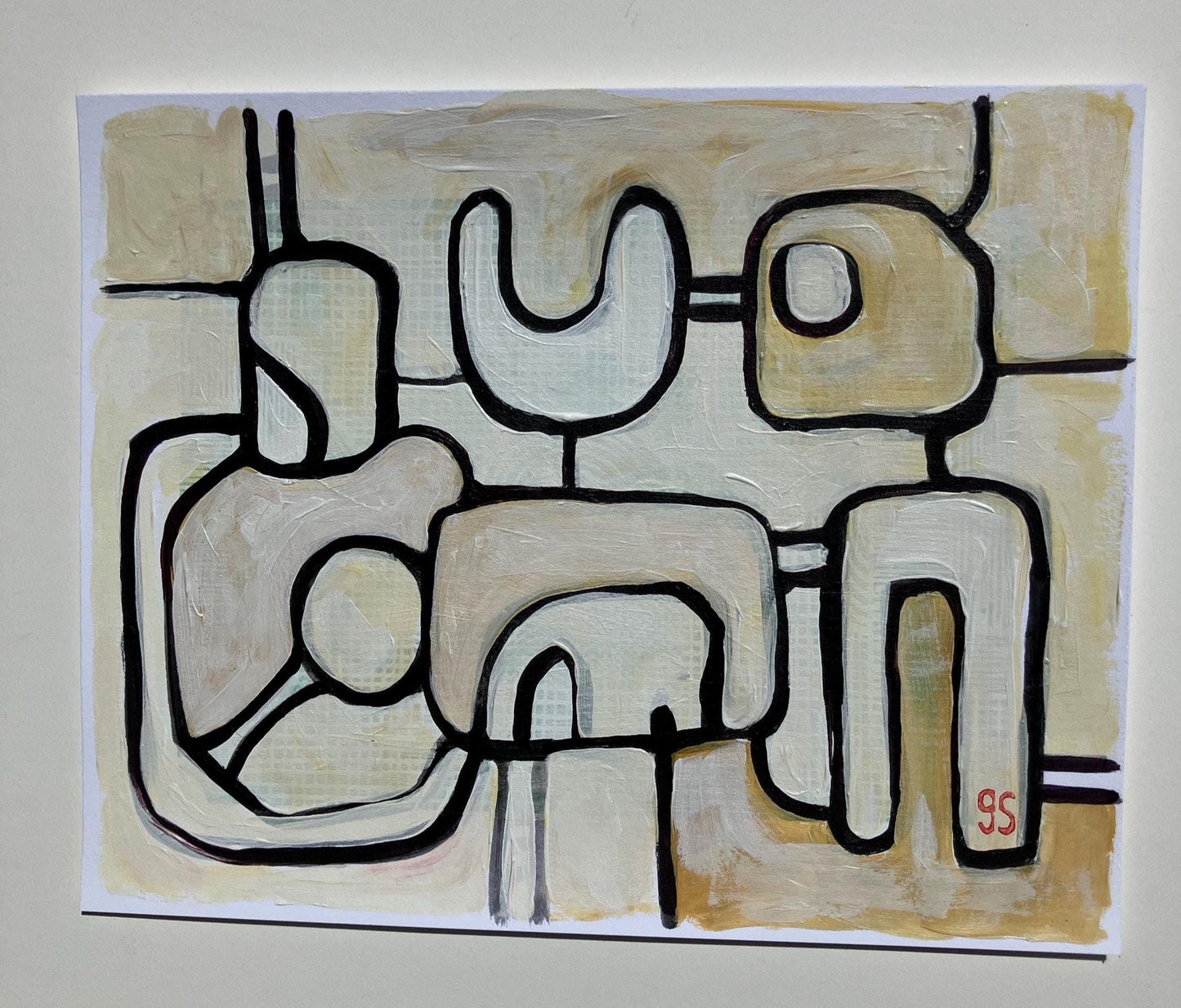 Neutral mid century painting #1 - Original acrylic painting (8x10in)