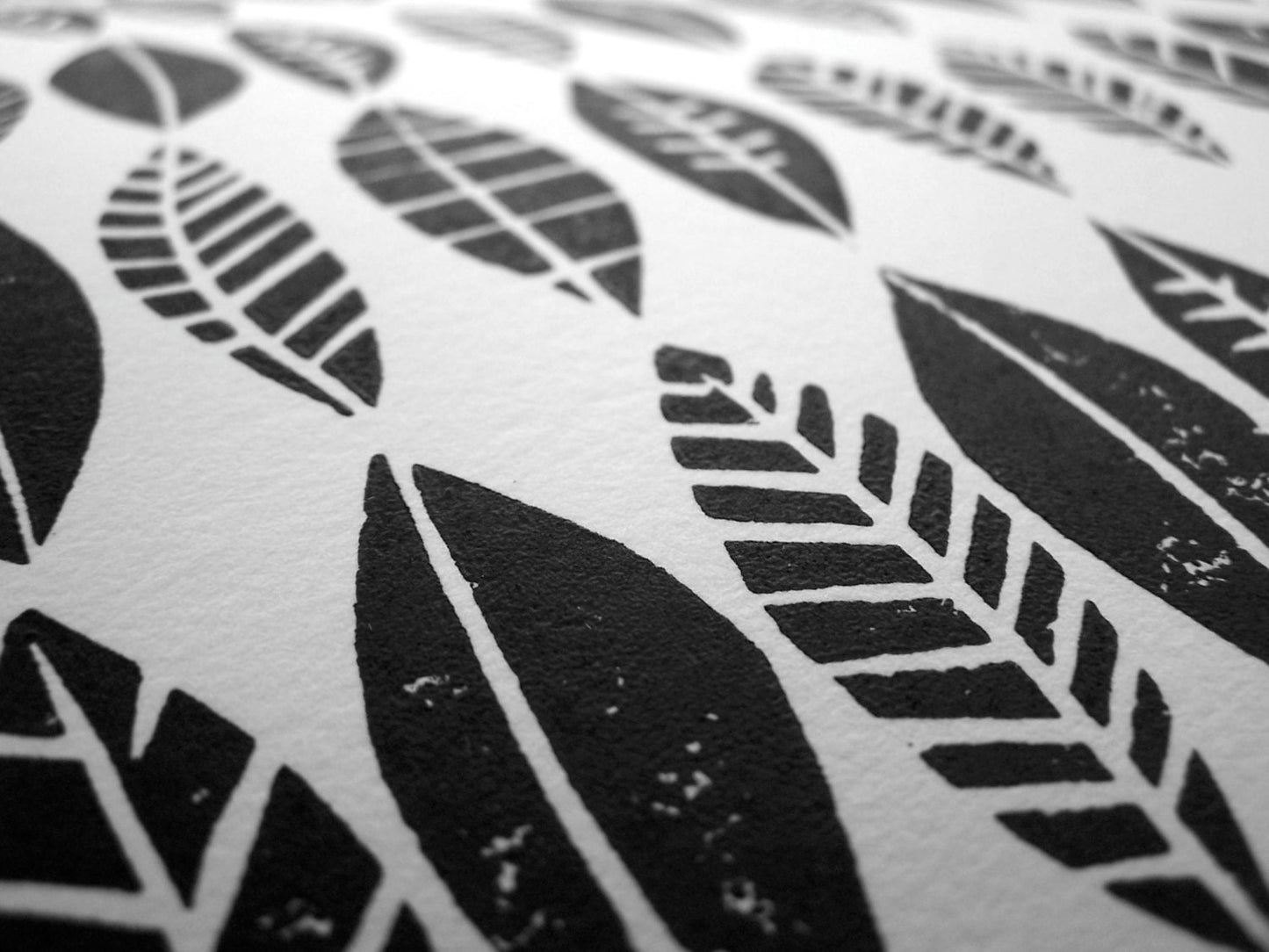 Leaf collection folk art - Linocut print (8x10in)