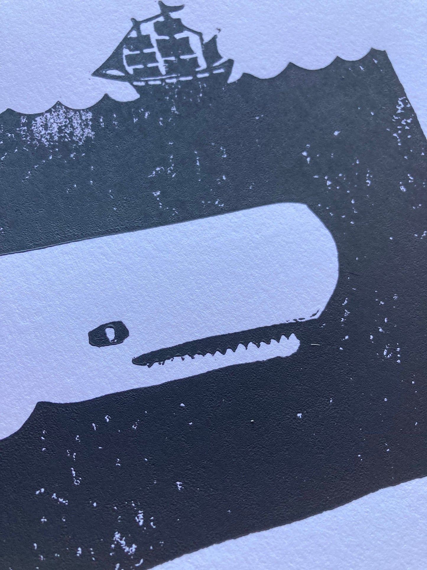 Moby Dick - Linocut print (8x10in)