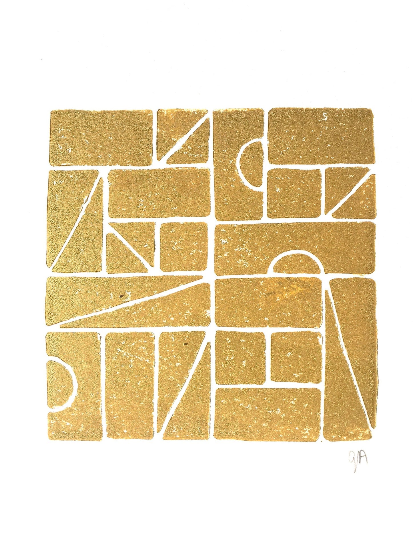 LINOCUT - Danish Modern blocks  - Hand-pressed linoleum block print (8x10in)
