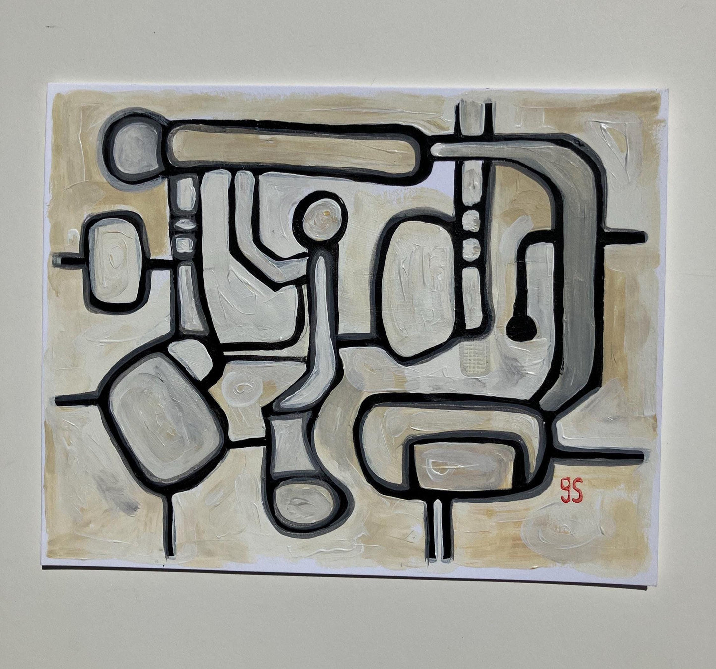 Mid century inspired painting #6 - Original abstract painting (8x10in)