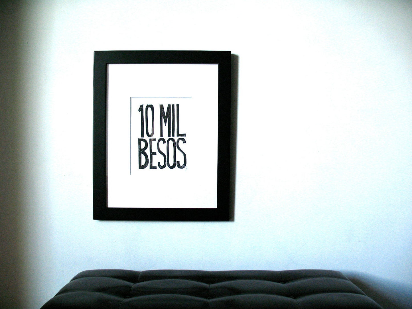 LINOCUT - 10 mil besos - Ten thousand kisses (In Spanish) - Linoleum block print (8x10in)