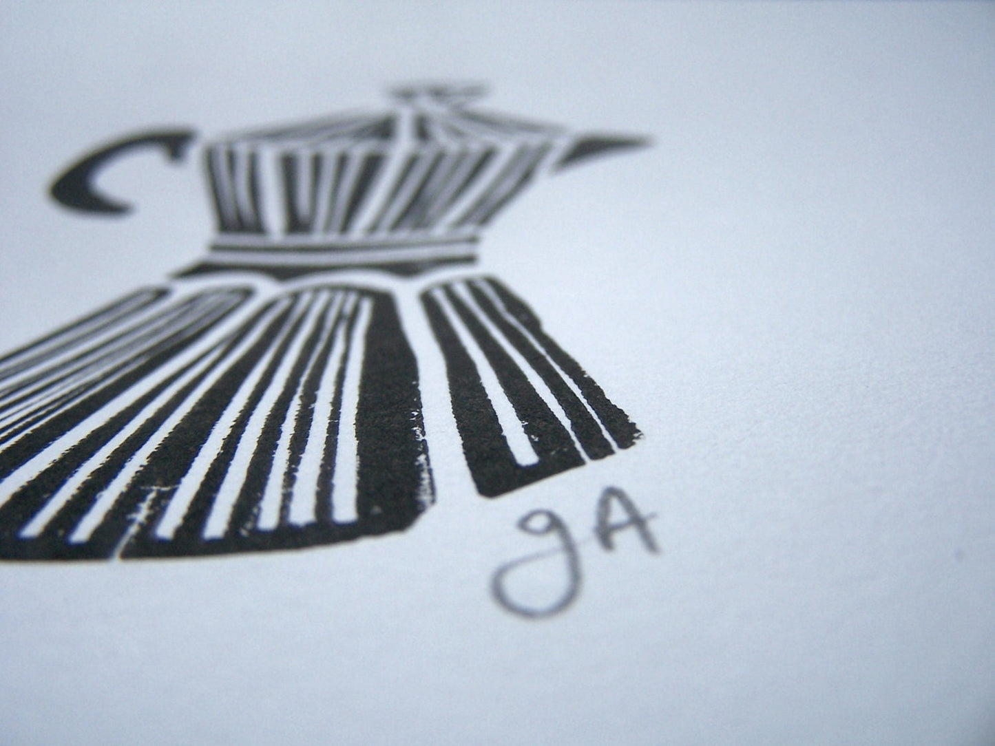 Espresso Maker - Linocut print (8x10in)