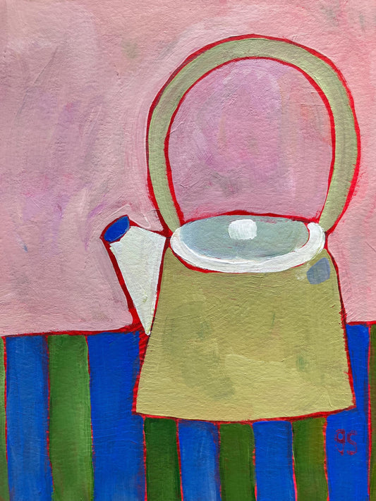 Teapot still life - Original acrylic abstract painting (8x10in)