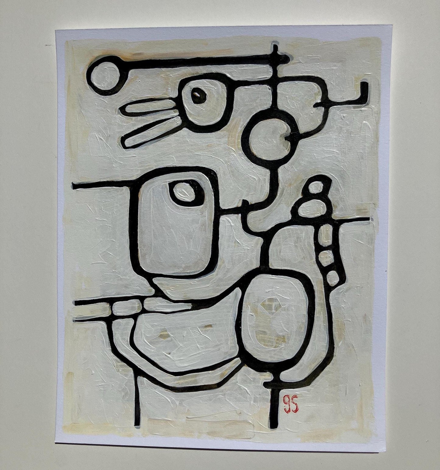 Mid century minimal abstract painting (8x10in)