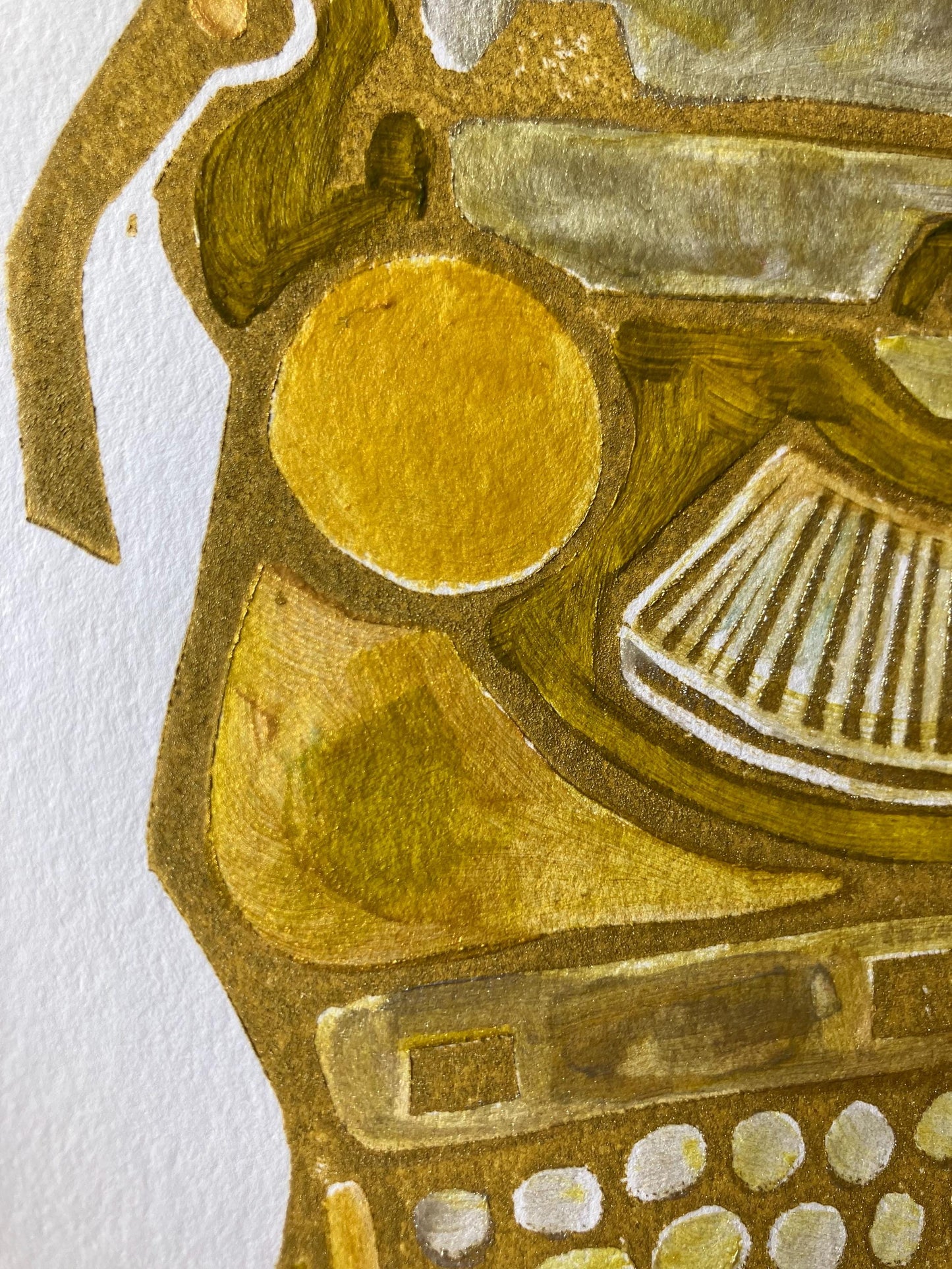 Typewriter #1 - Vintage underwood typewriter - Original acrylic linocut painting (8x10in)