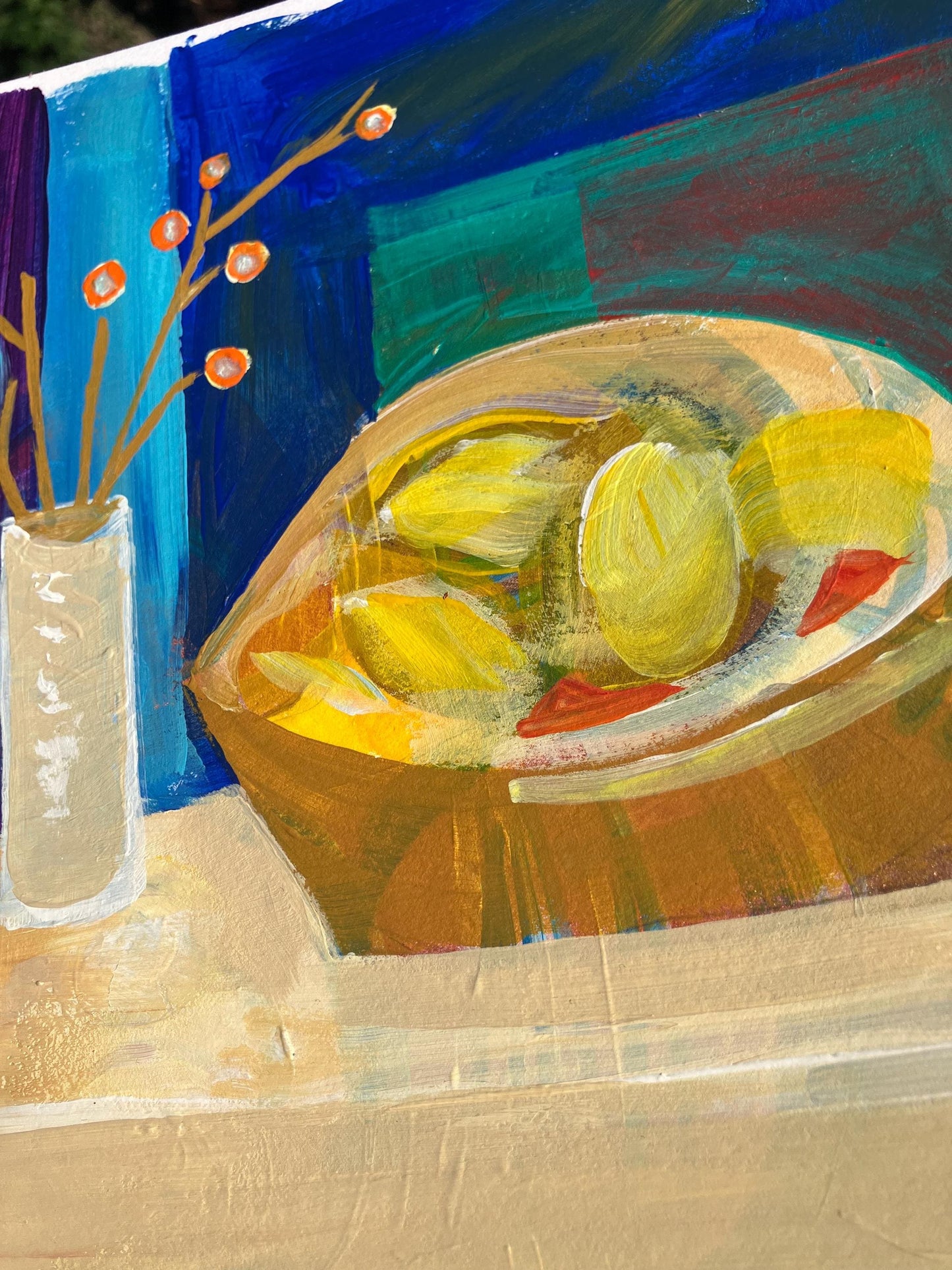Bowl of lemons - Original acrylic painting (8x10in)