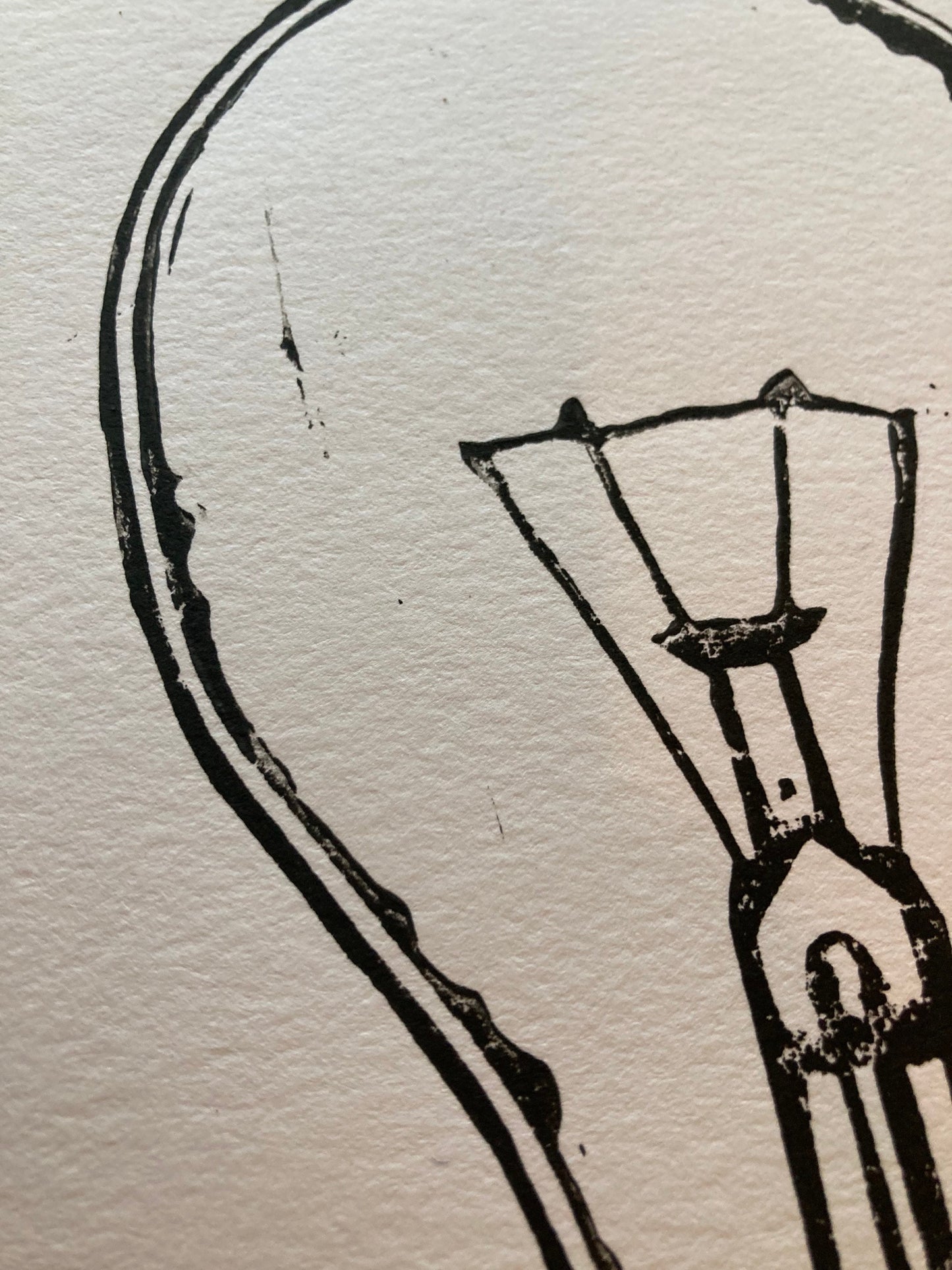 Lightbulb linocut relief print - Linoleum block poster - Hand pulled linoprint - Letterpress 8x10 - Inspirational wall art - printmaking