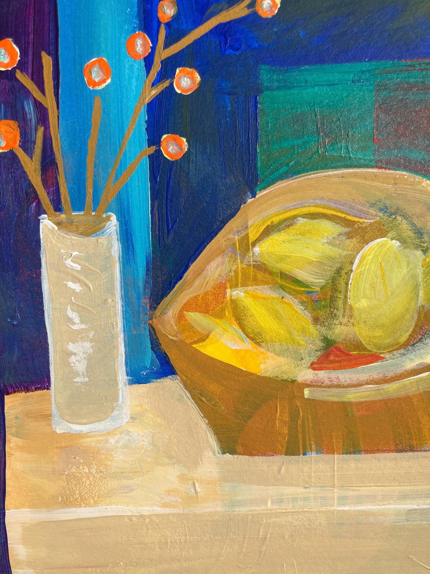 Bowl of lemons - Original acrylic painting (8x10in)