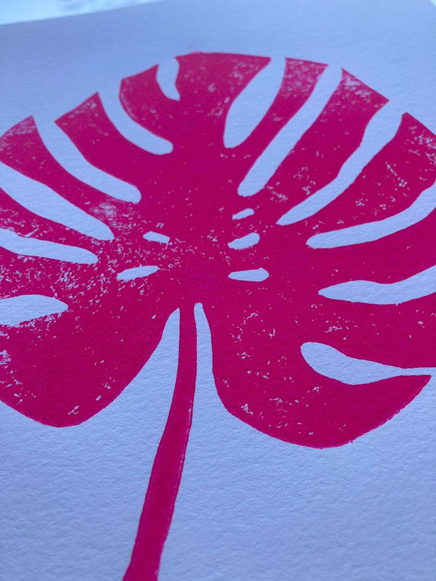 Monstera Leaf  - Linocut print (8x10in)