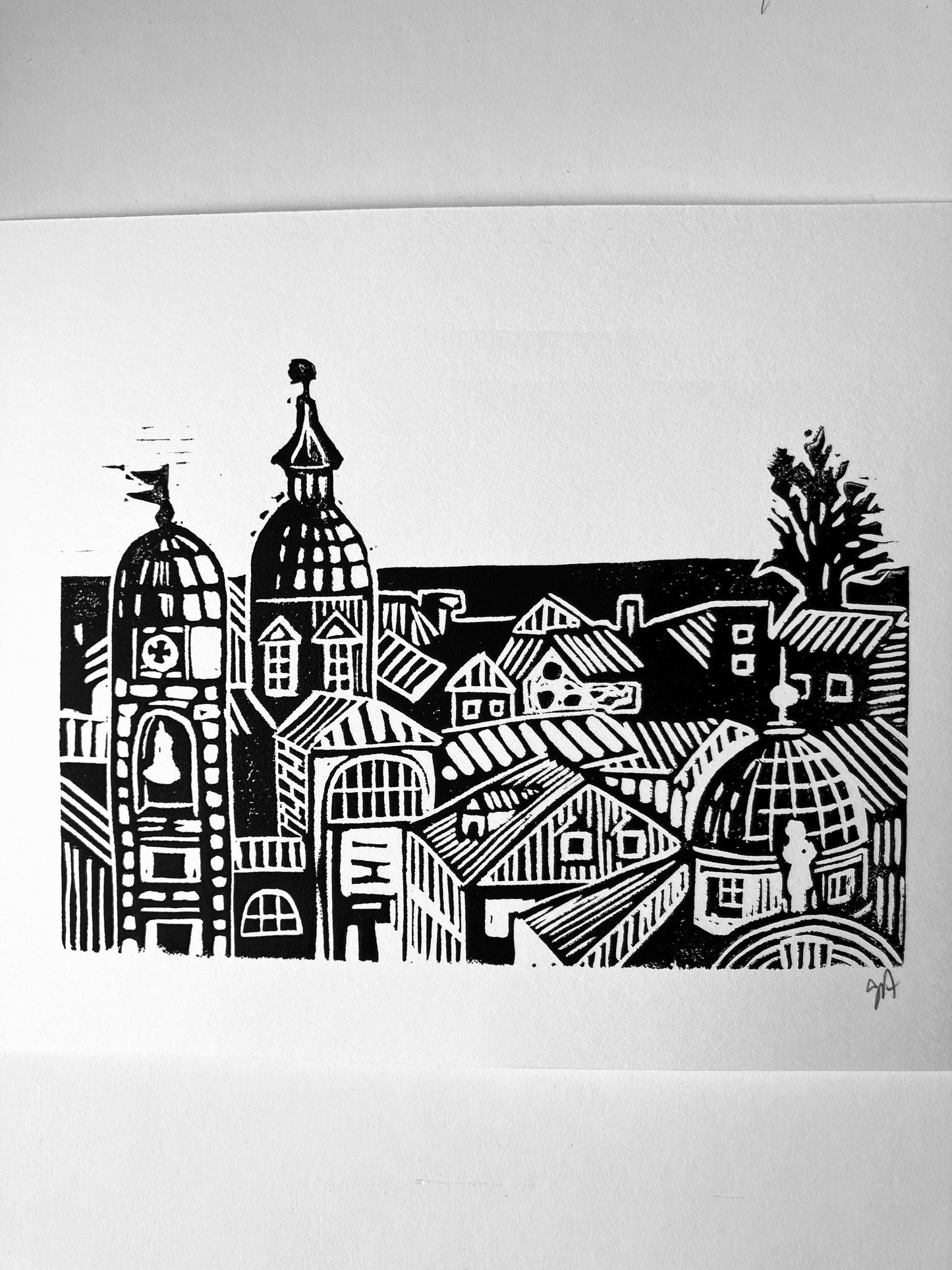 Dubrovnik Croatia - Linocut print (8x10in)