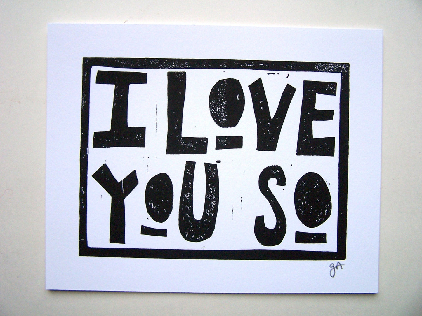 I love you so - Linocut print (8x10in)