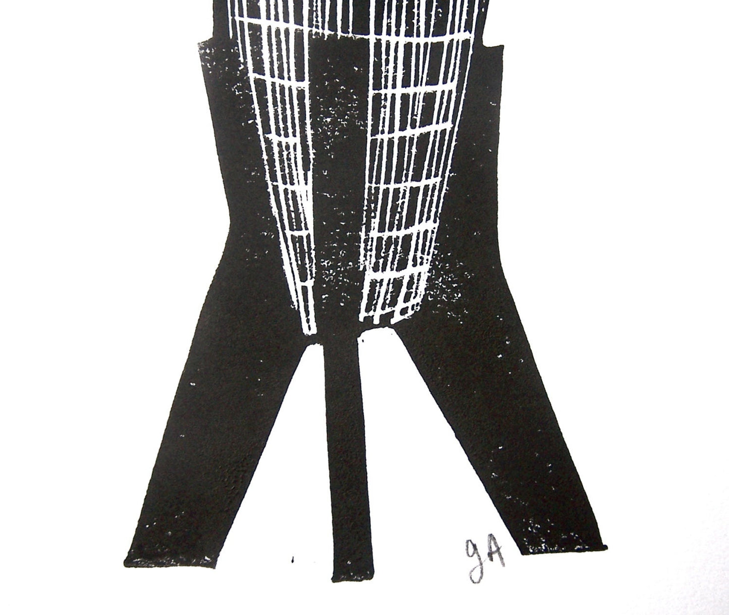 Rocket ship - Linocut print (8x10in)