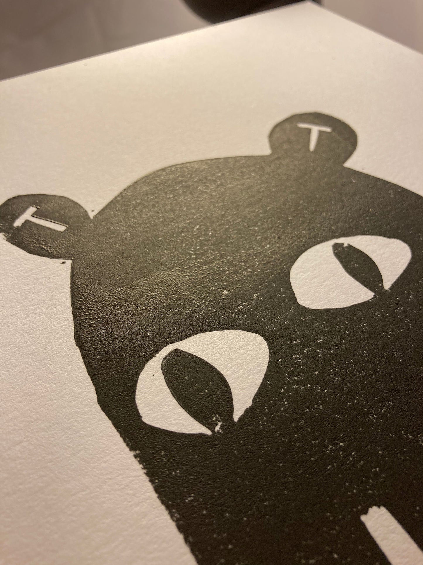 Happy little monster  - Linocut print (8x10in)