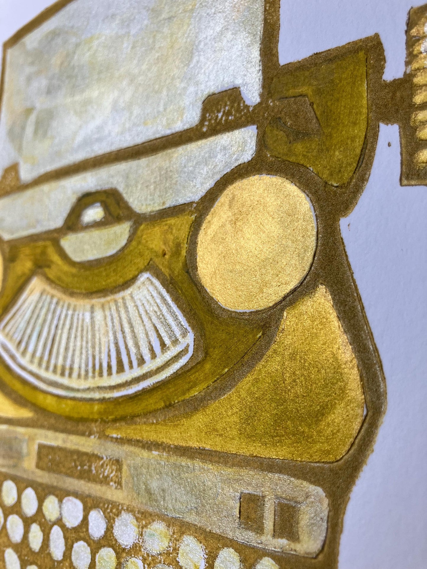 Typewriter #1 - Vintage underwood typewriter - Original acrylic linocut painting (8x10in)