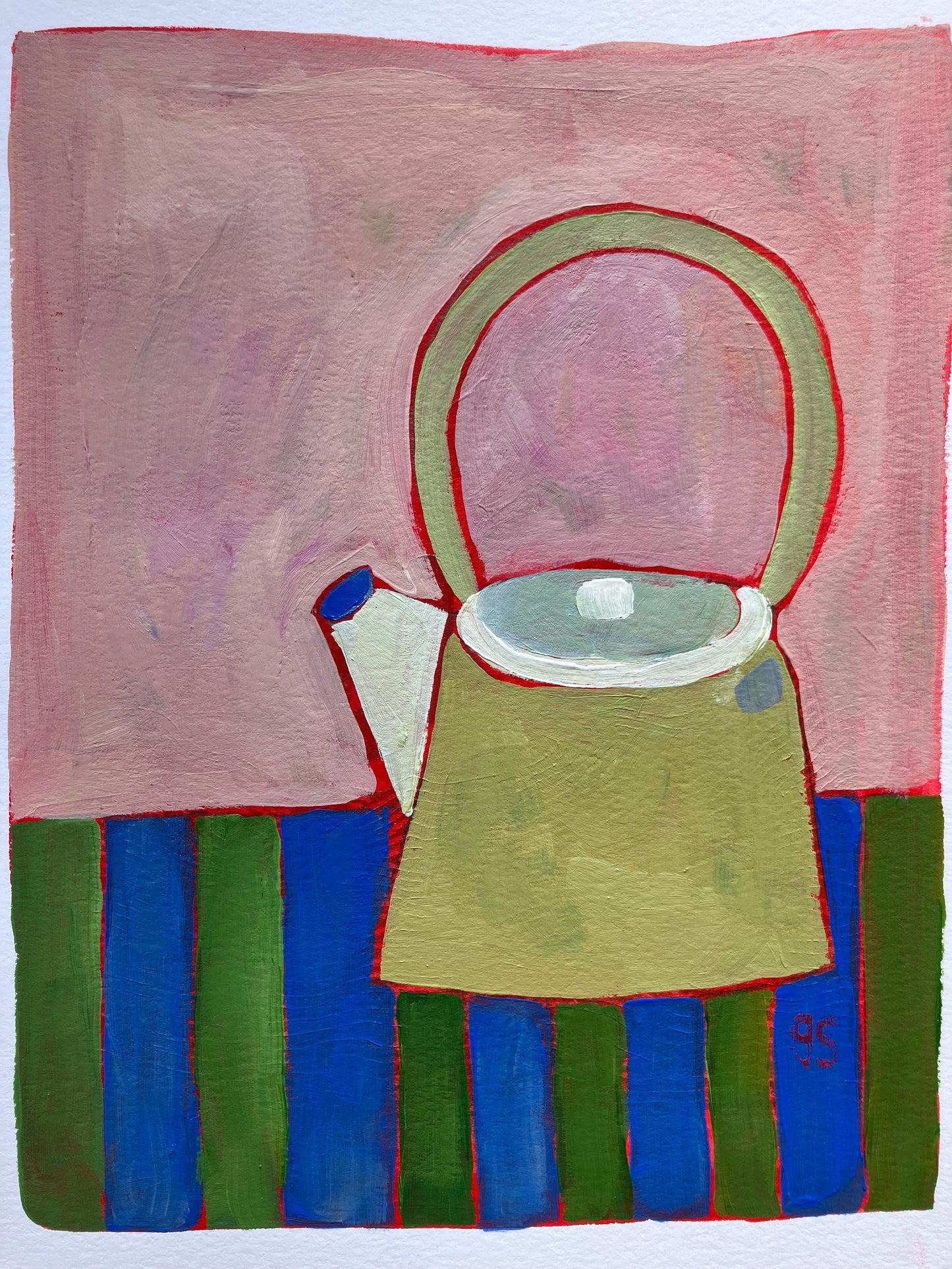 Teapot still life - Original acrylic abstract painting (8x10in)