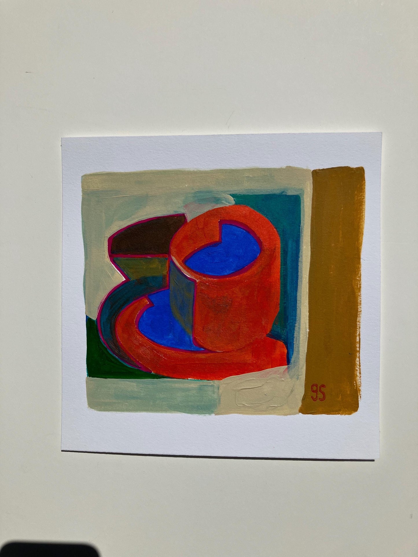Coffee mug painting #7 - Original acrylic (8x8in)