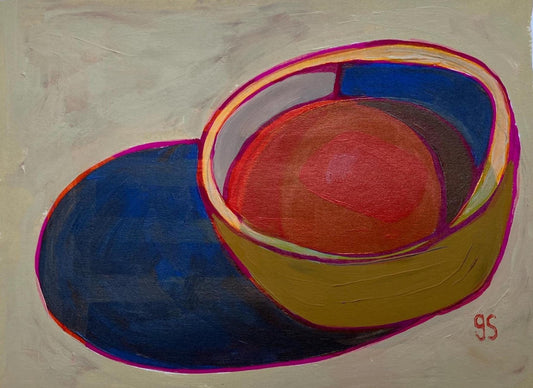 Tomato soup! Original Mid Century abstract painting (8x10)